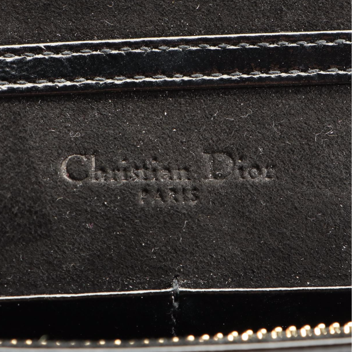 Christian Dior Diorama Wallet on Chain in Black Textured Patent Leather