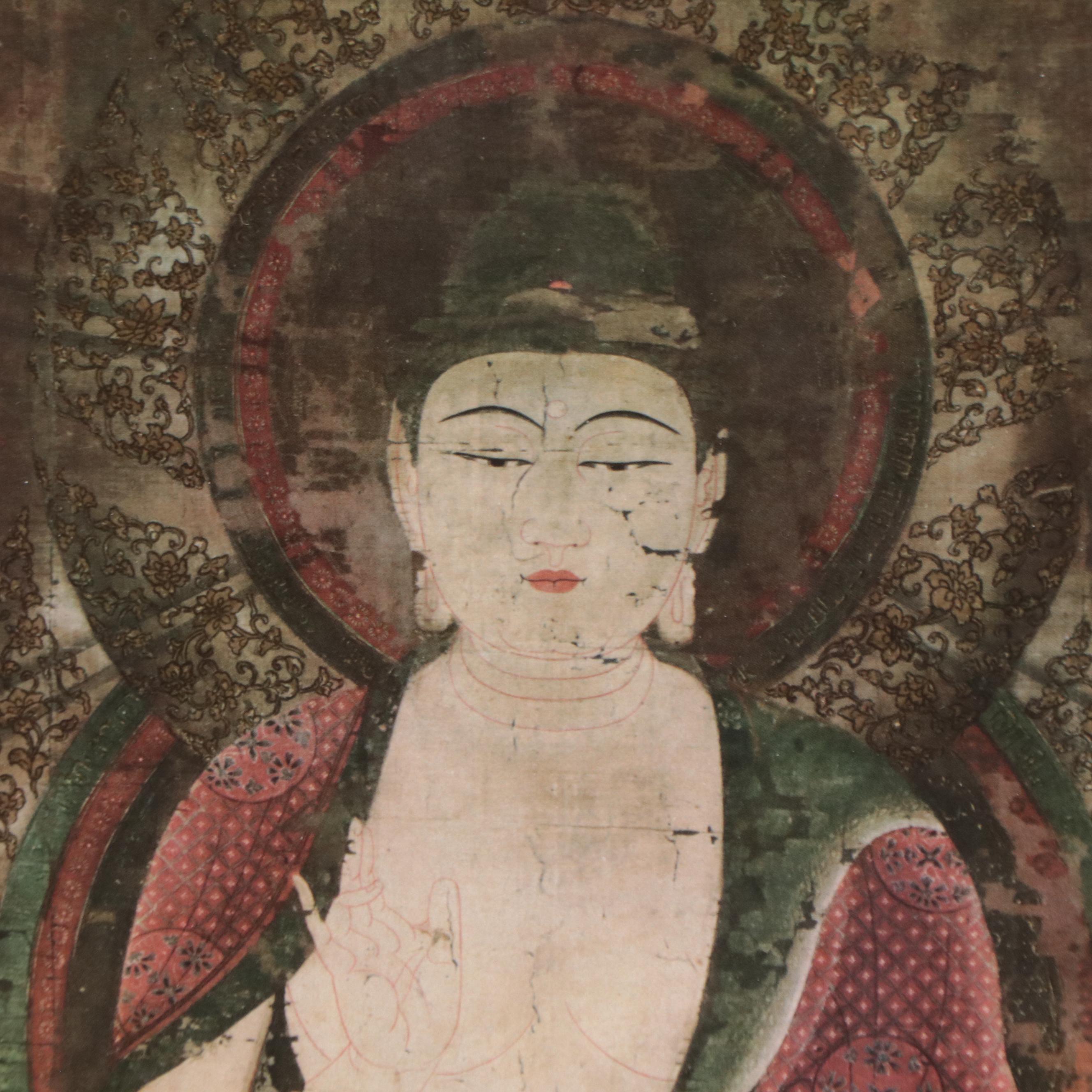 Buddhist Offset Lithograph of Shaka, Late 20th Century