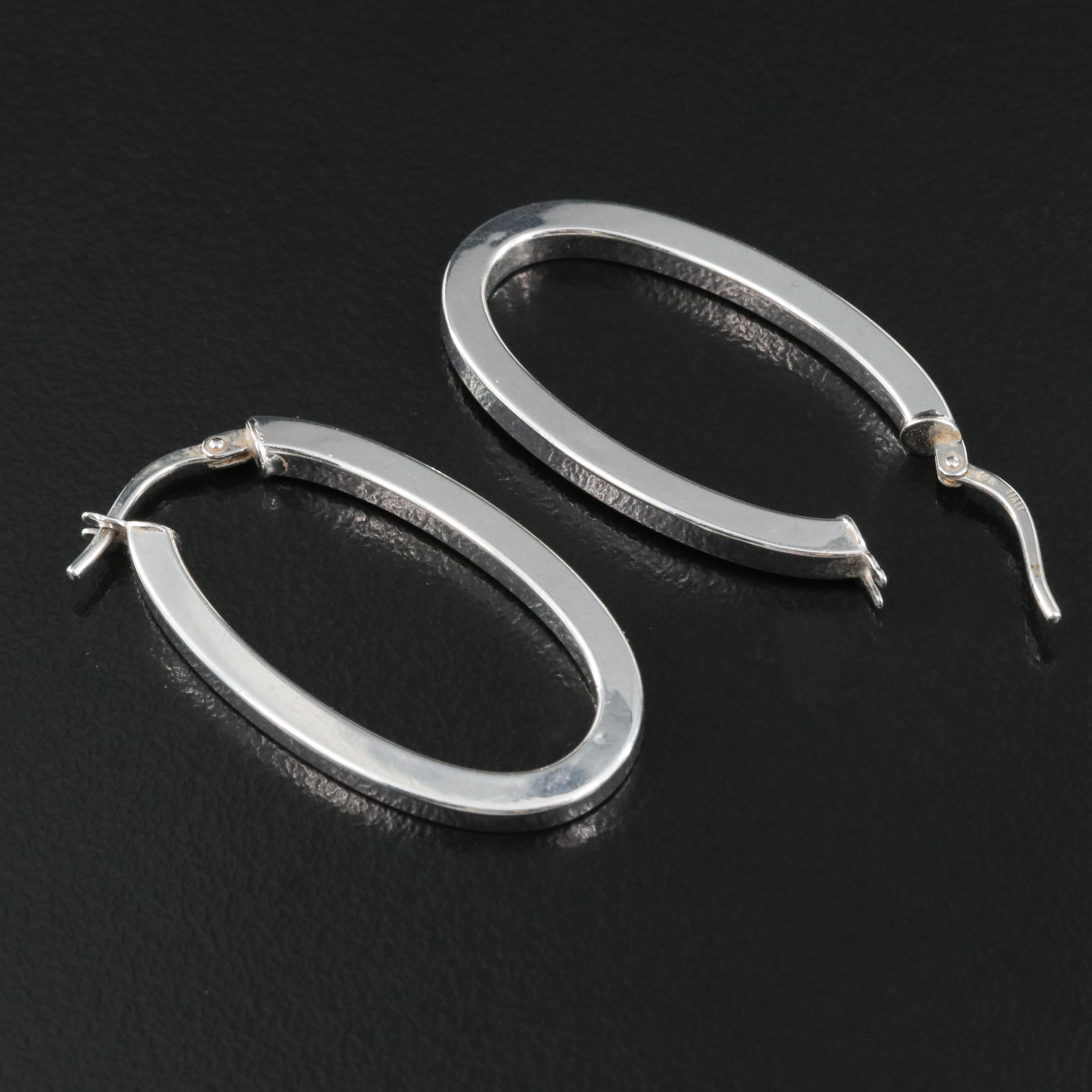 Italian 14K Oval Hoop Earrings
