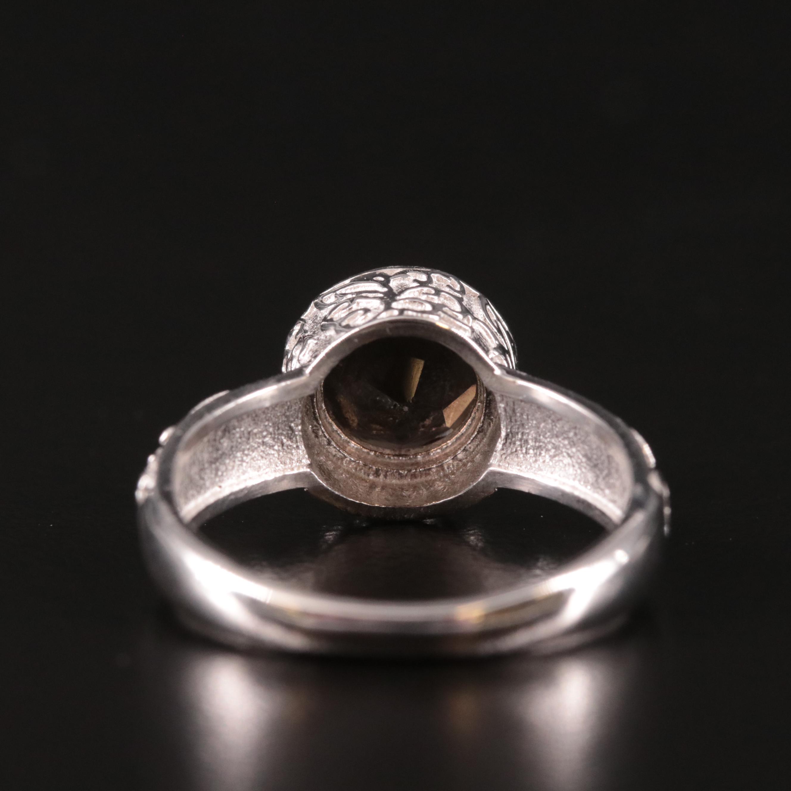 Sterling Smoky Quartz Textured Ring