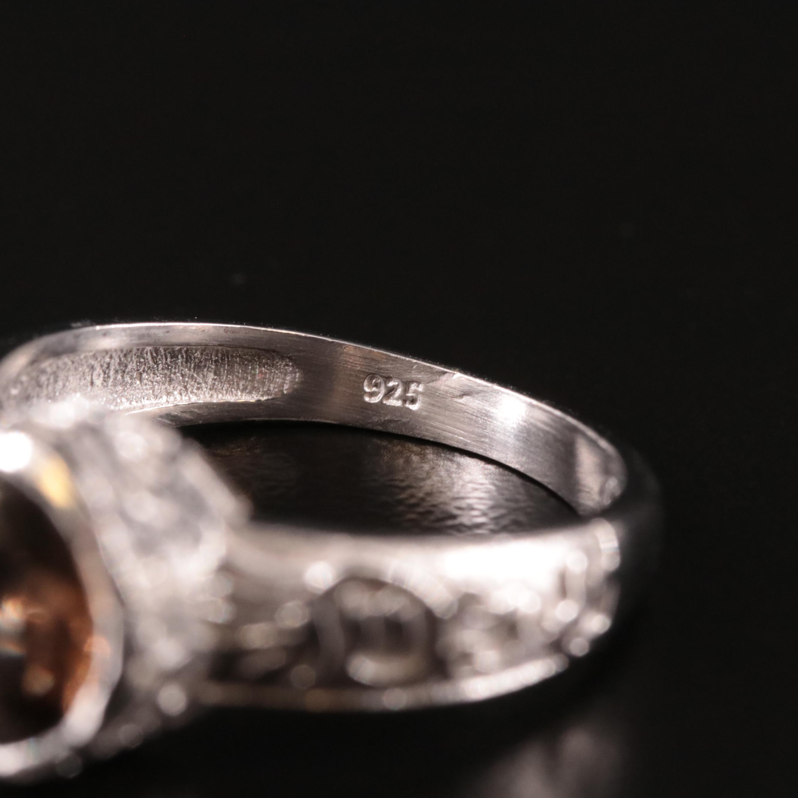 Sterling Smoky Quartz Textured Ring