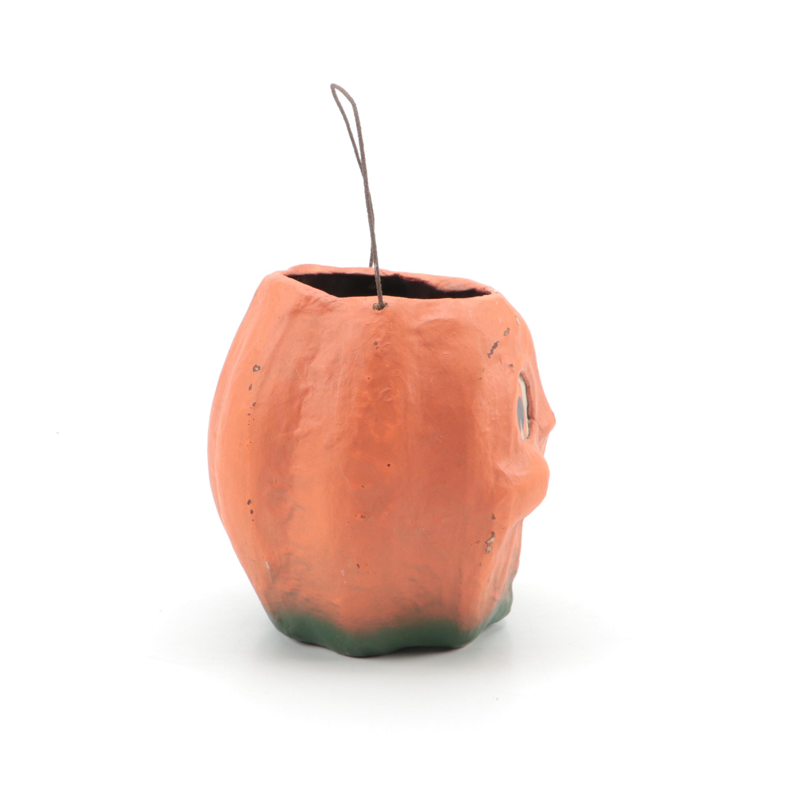 Papier-mâché Halloween Jack O'Lantern Lantern, Mid-20th Century