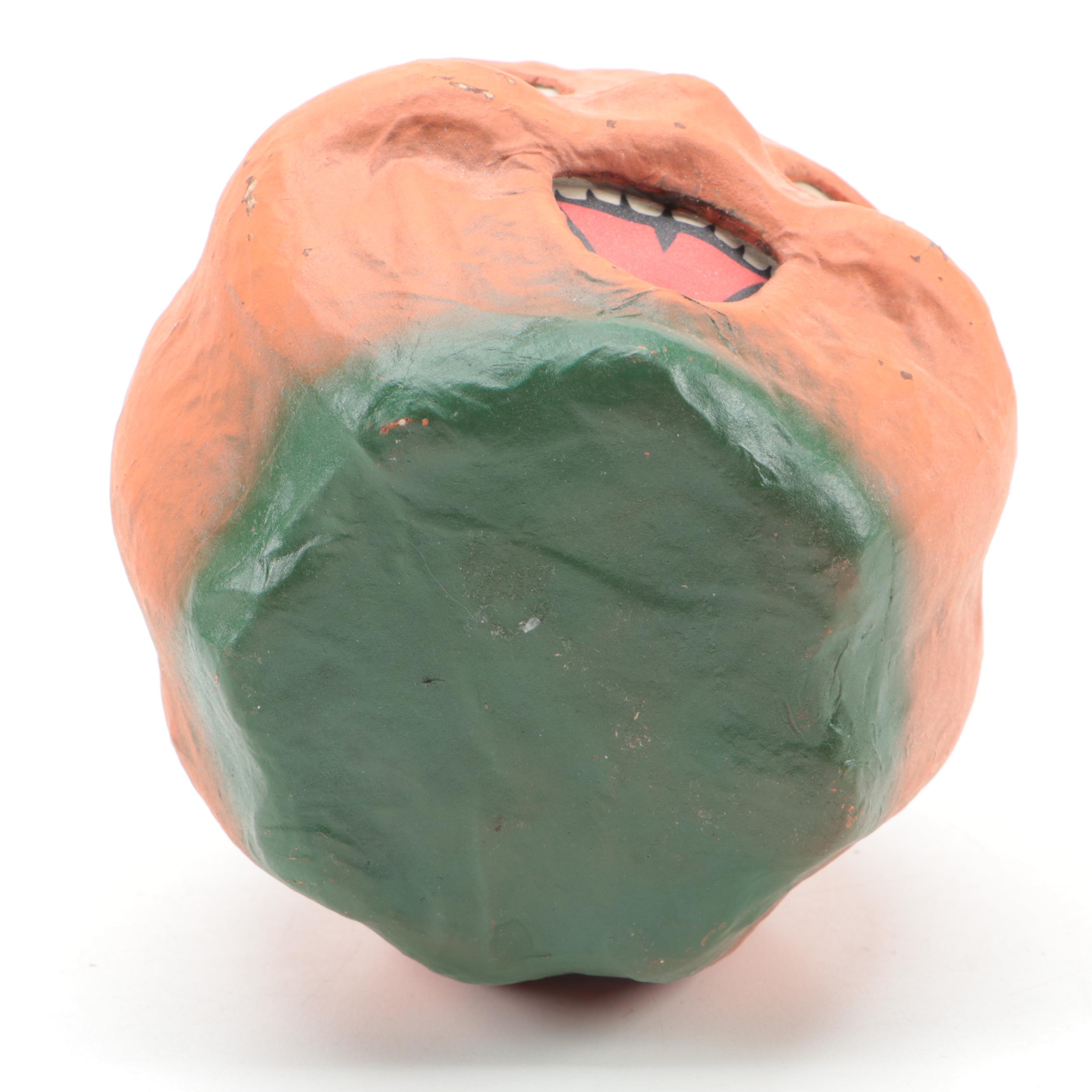 Papier-mâché Halloween Jack O'Lantern Lantern, Mid-20th Century