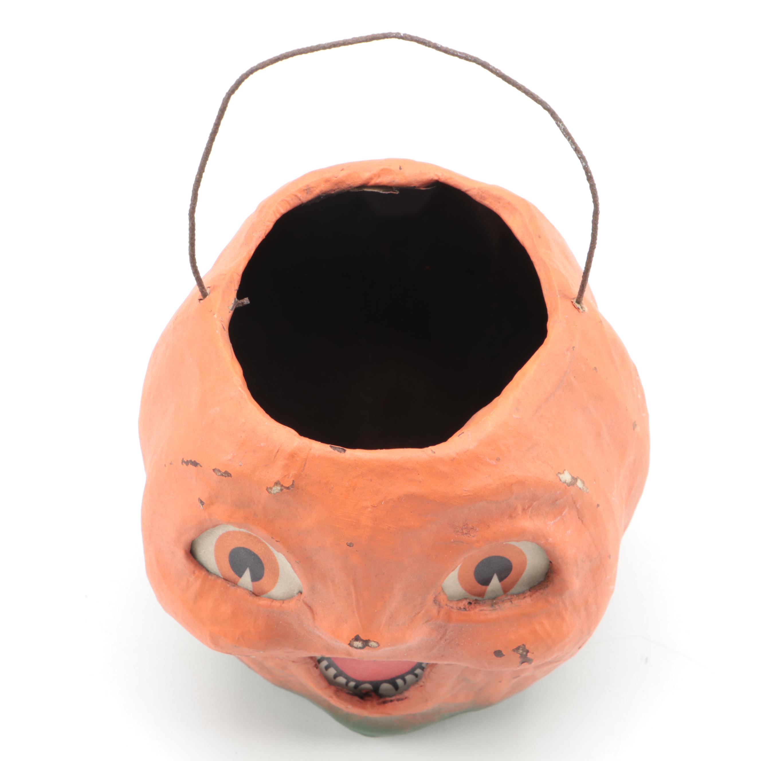 Papier-mâché Halloween Jack O'Lantern Lantern, Mid-20th Century