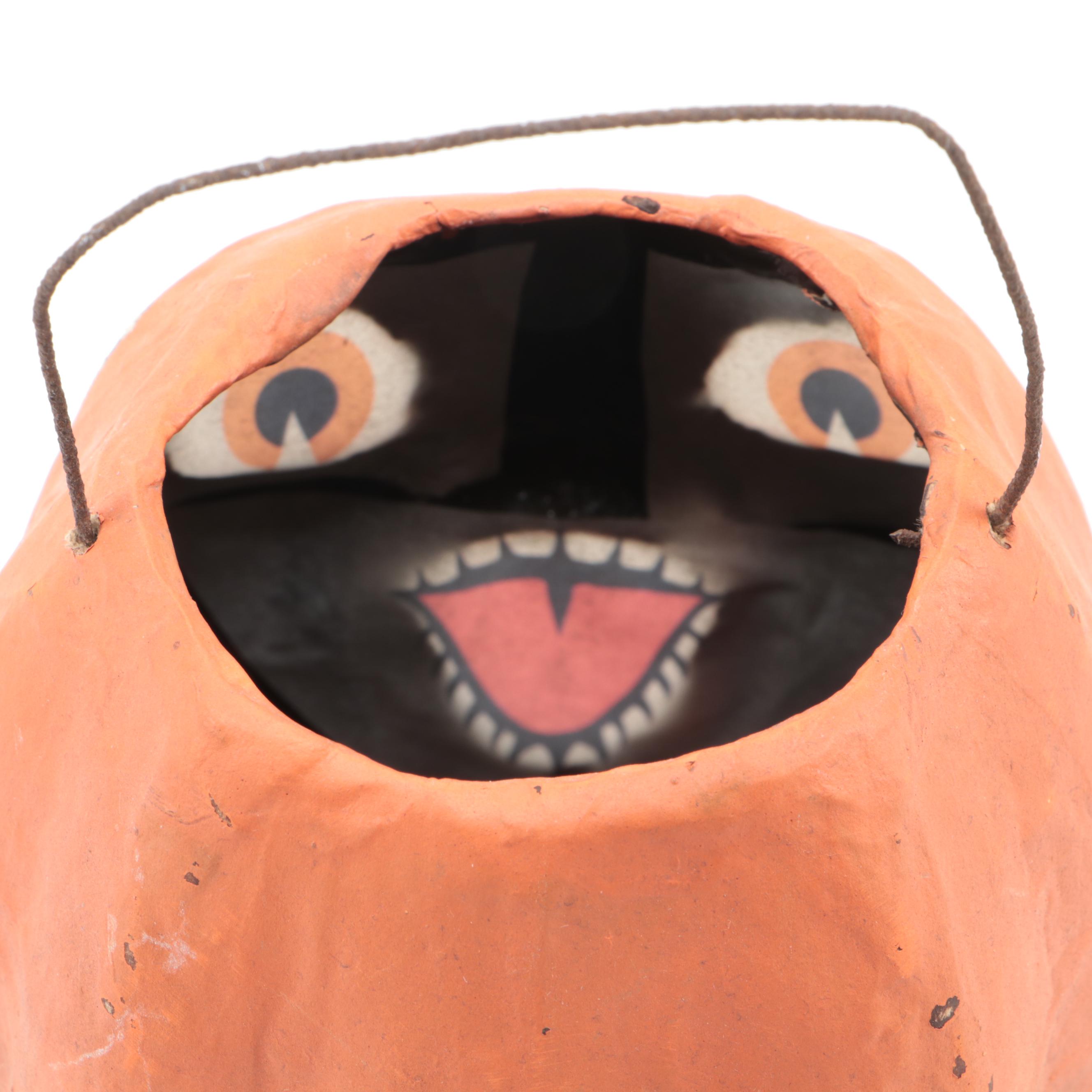 Papier-mâché Halloween Jack O'Lantern Lantern, Mid-20th Century