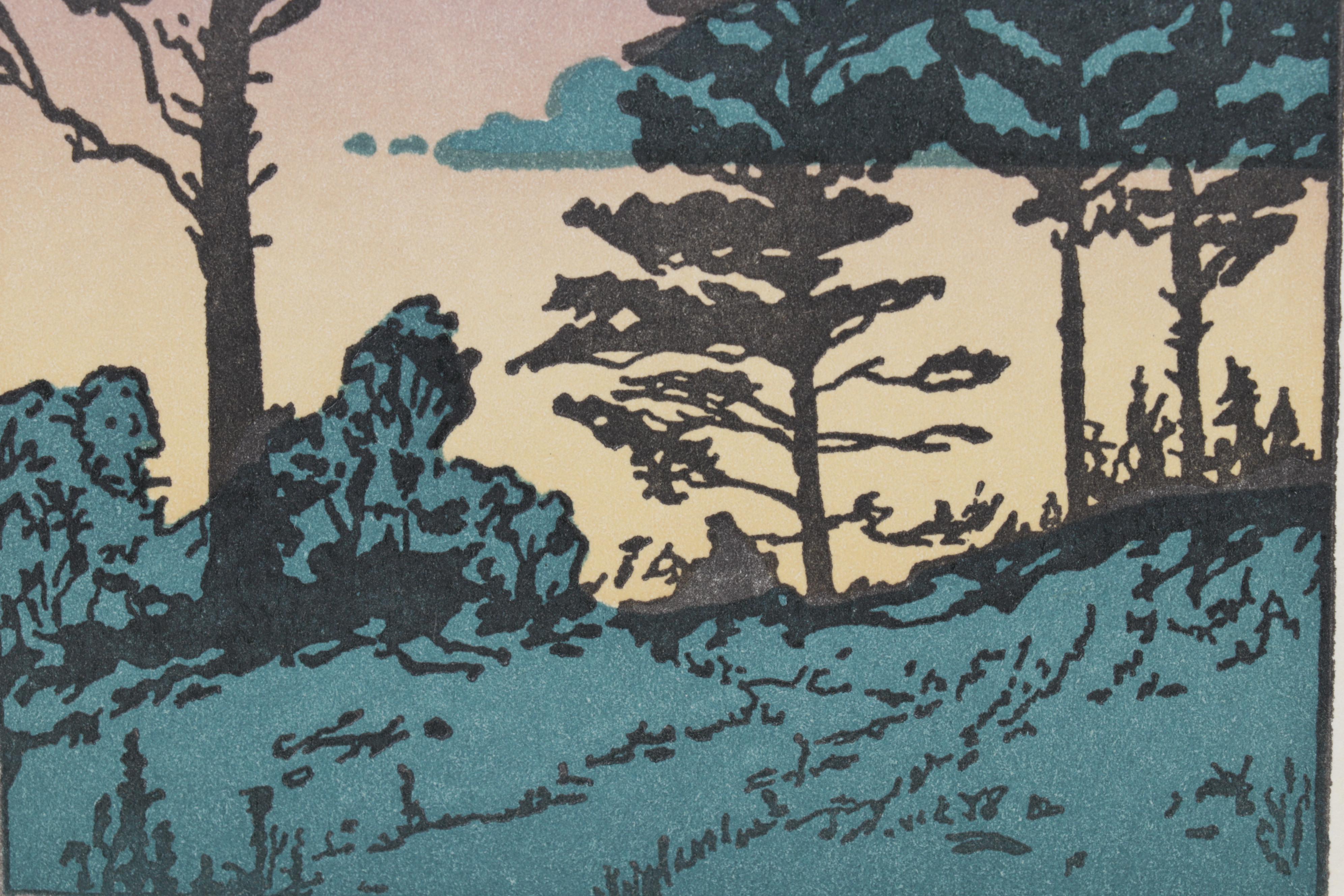 Woodblock After Jane Berry Judson "Twilight: Sheepscot River," Mid-20th Century
