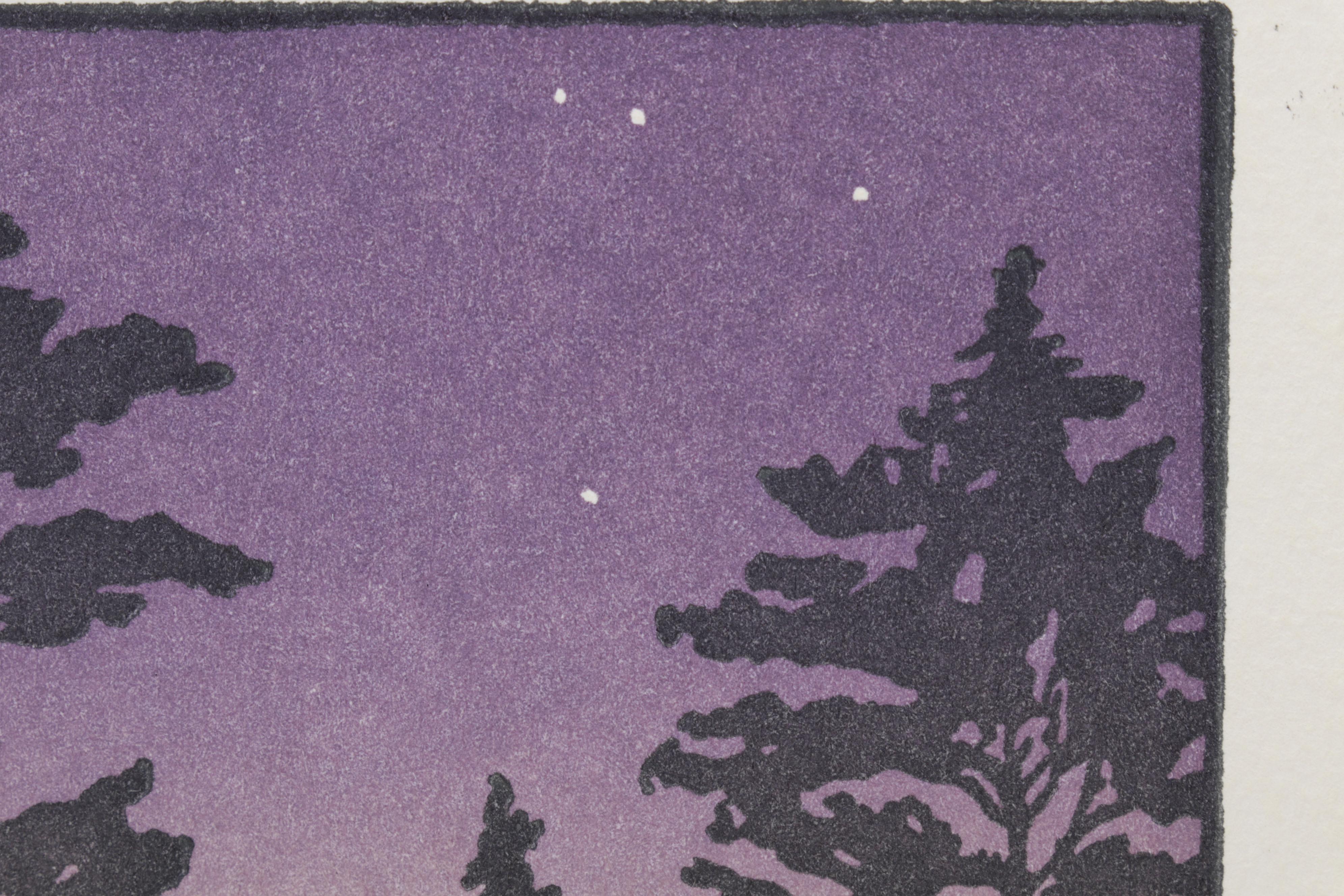 Woodblock After Jane Berry Judson "Twilight: Sheepscot River," Mid-20th Century