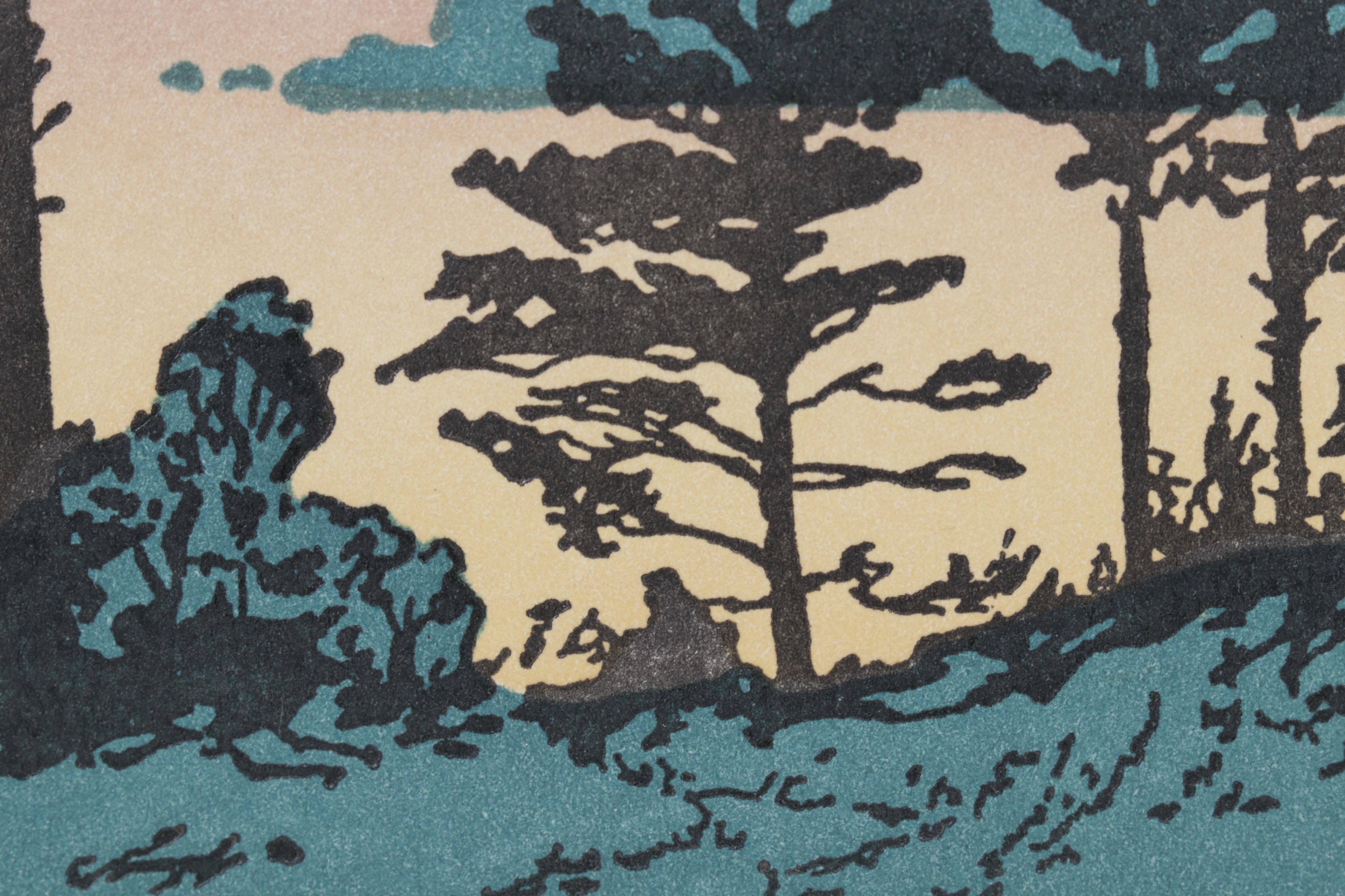 Woodblock After Jane Berry Judson "Twilight: Sheepscot River," Mid-20th Century