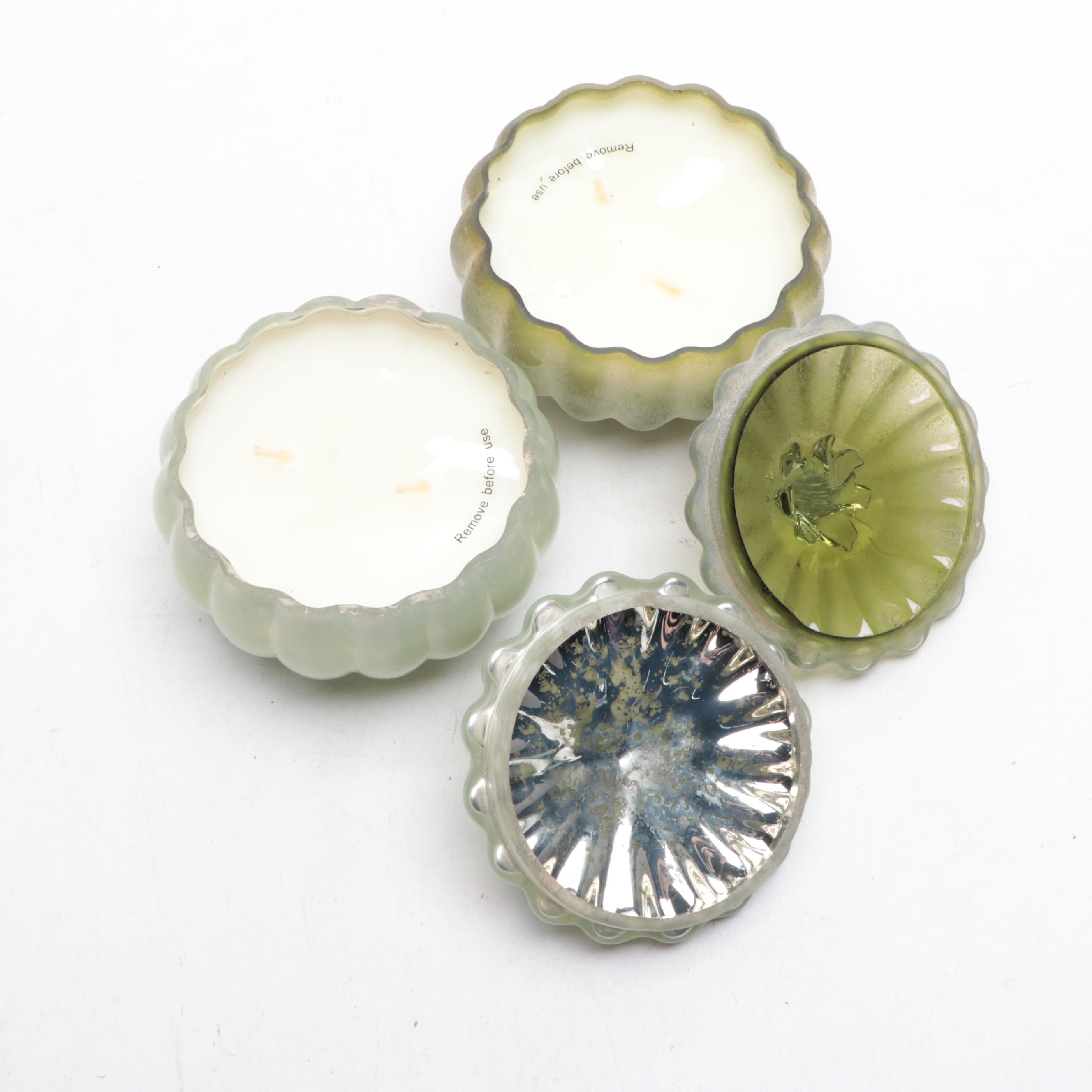 Pumpkin Decor with Glass Candle Jars and Metal and Composite Figurine