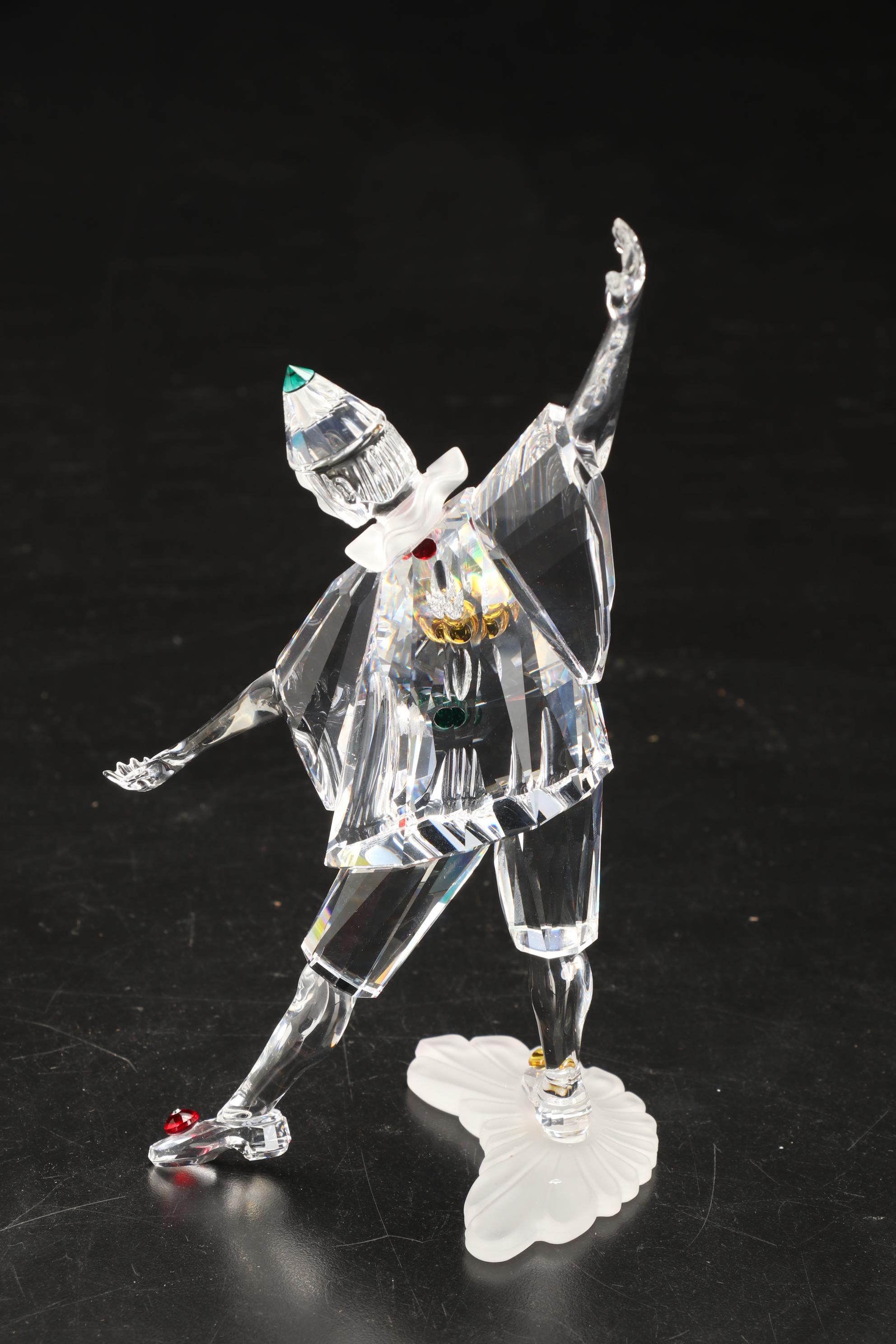 Swarovski Masquerade "Pierrot," "Columbine," and "Harlequin" Crystal Figurines