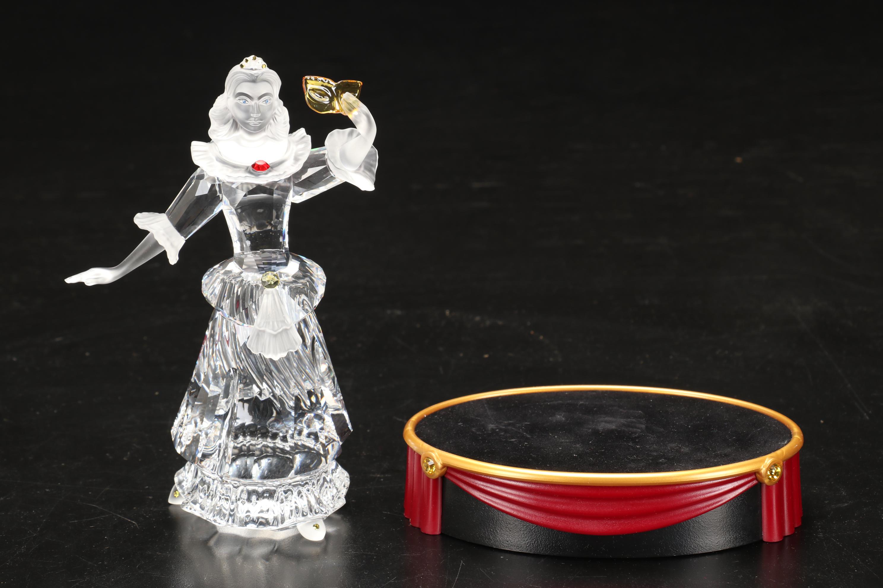 Swarovski Masquerade "Pierrot," "Columbine," and "Harlequin" Crystal Figurines