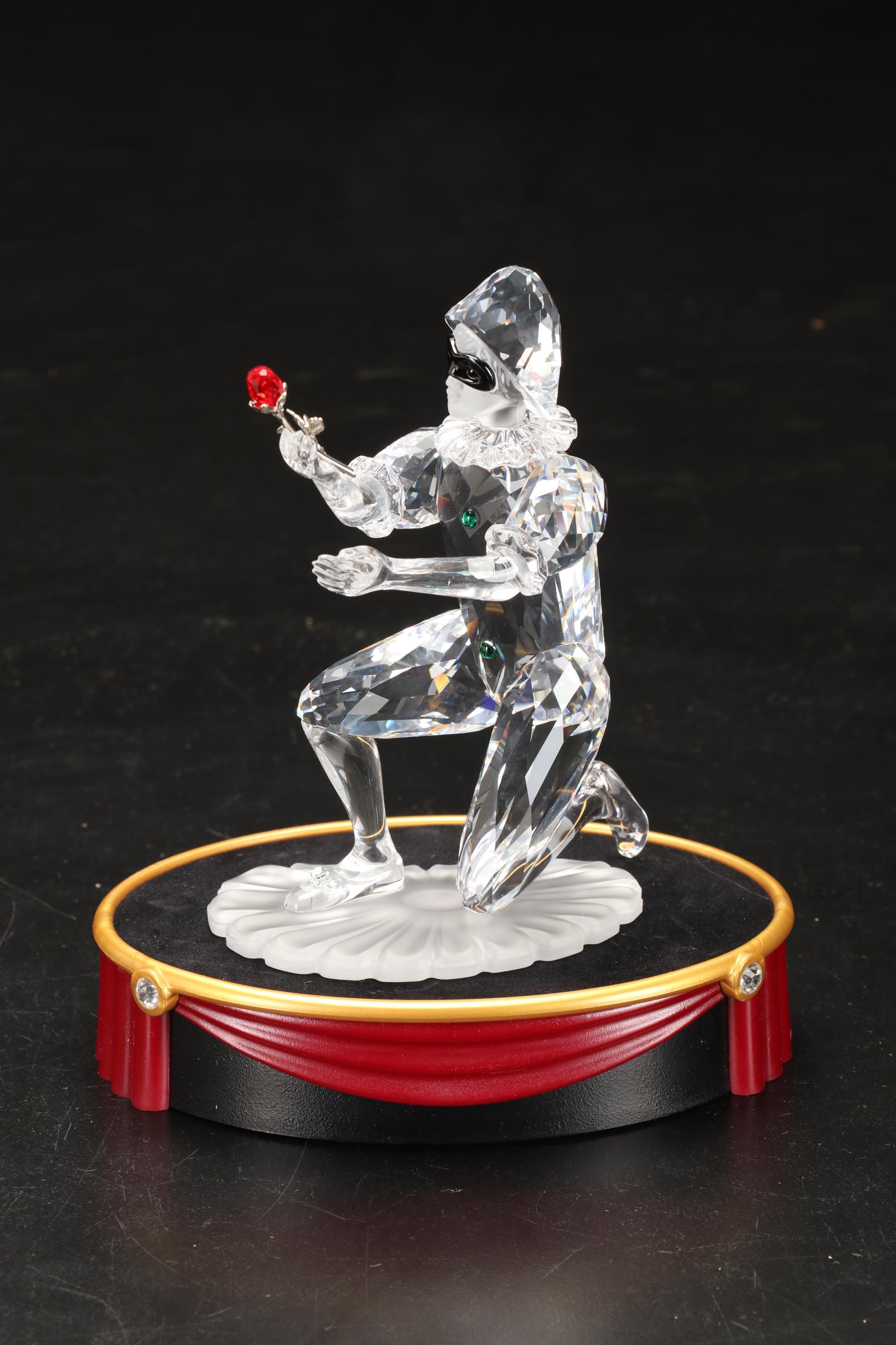 Swarovski Masquerade "Pierrot," "Columbine," and "Harlequin" Crystal Figurines