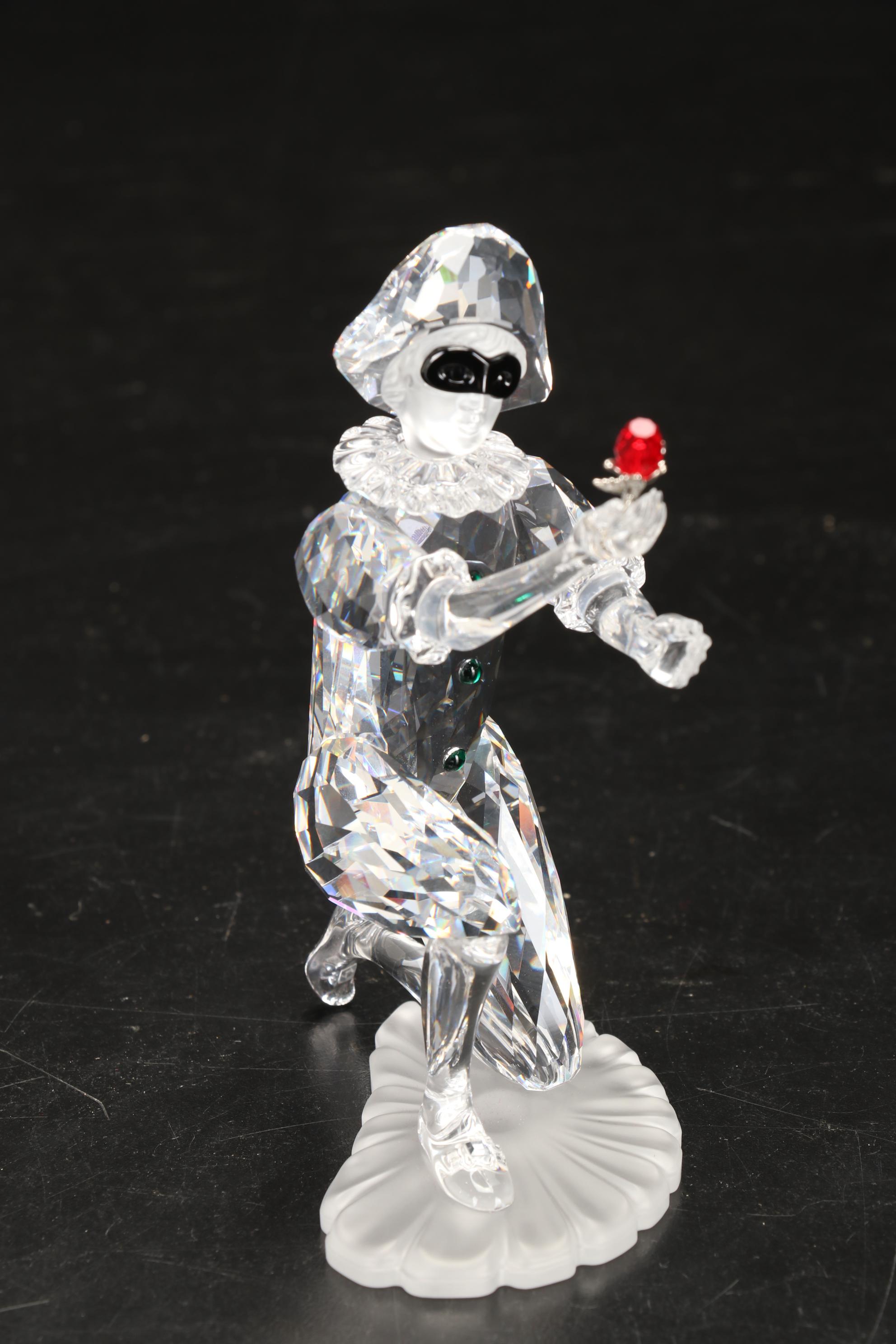 Swarovski Masquerade "Pierrot," "Columbine," and "Harlequin" Crystal Figurines
