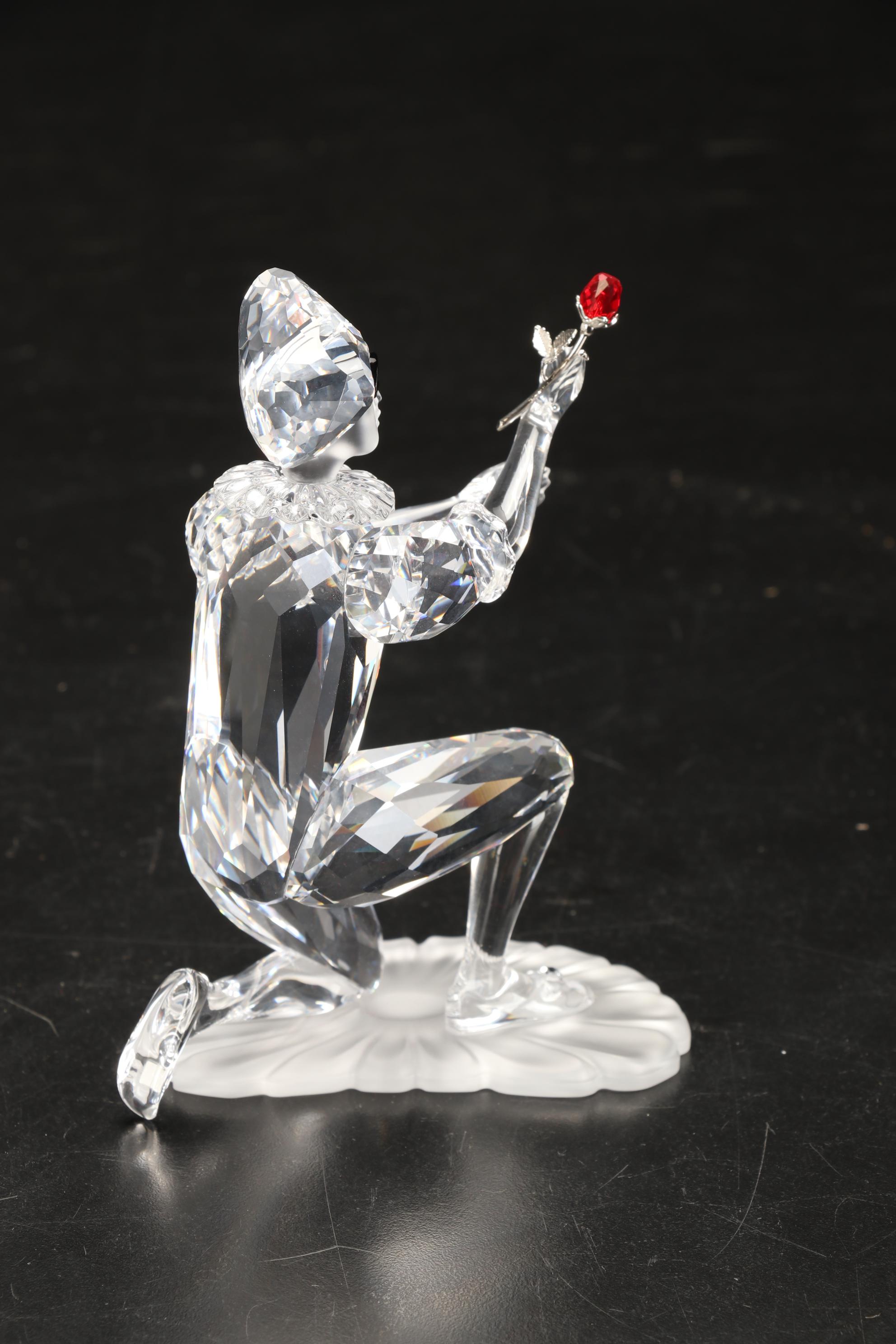 Swarovski Masquerade "Pierrot," "Columbine," and "Harlequin" Crystal Figurines