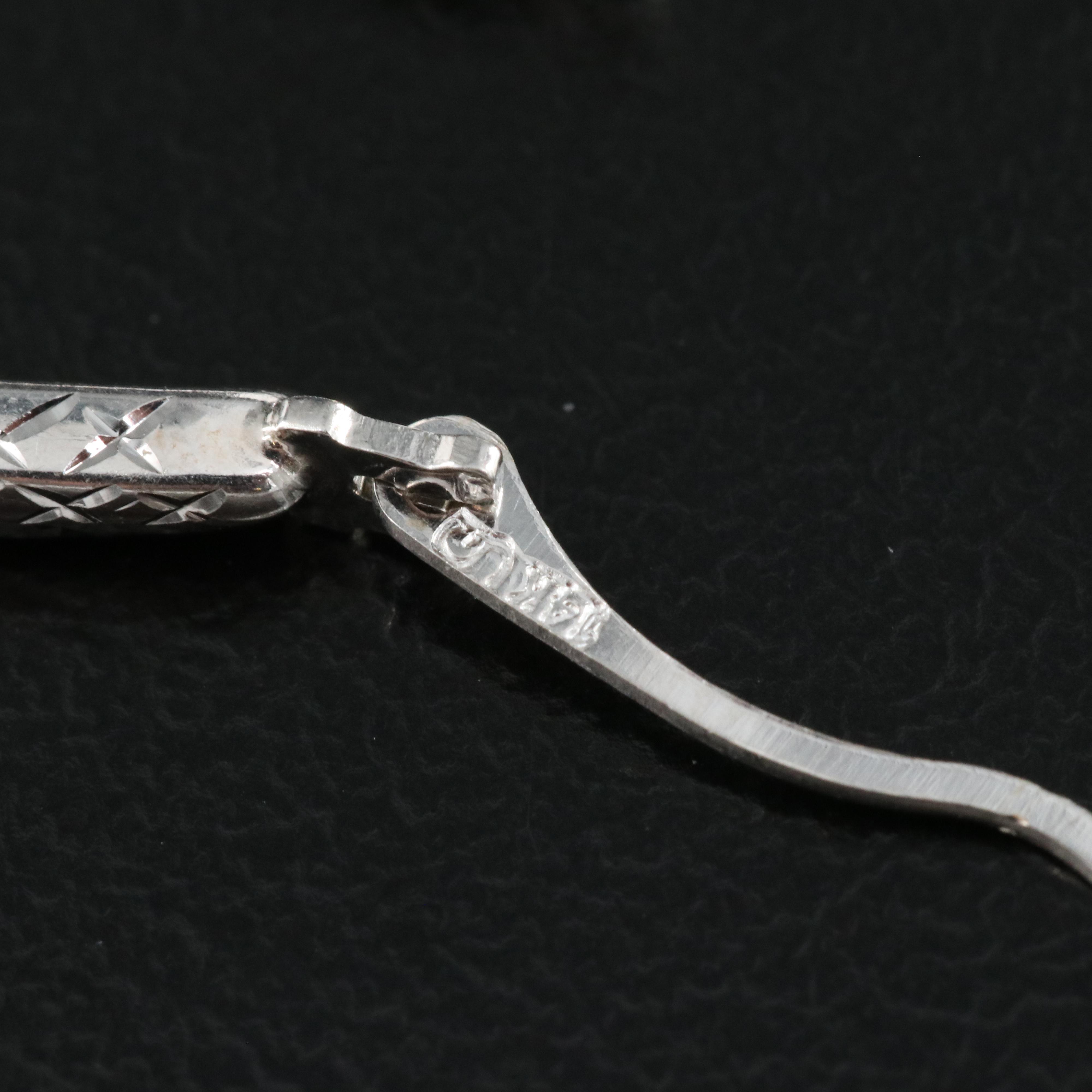 14K Textured Square Elongated Hoop Earrings