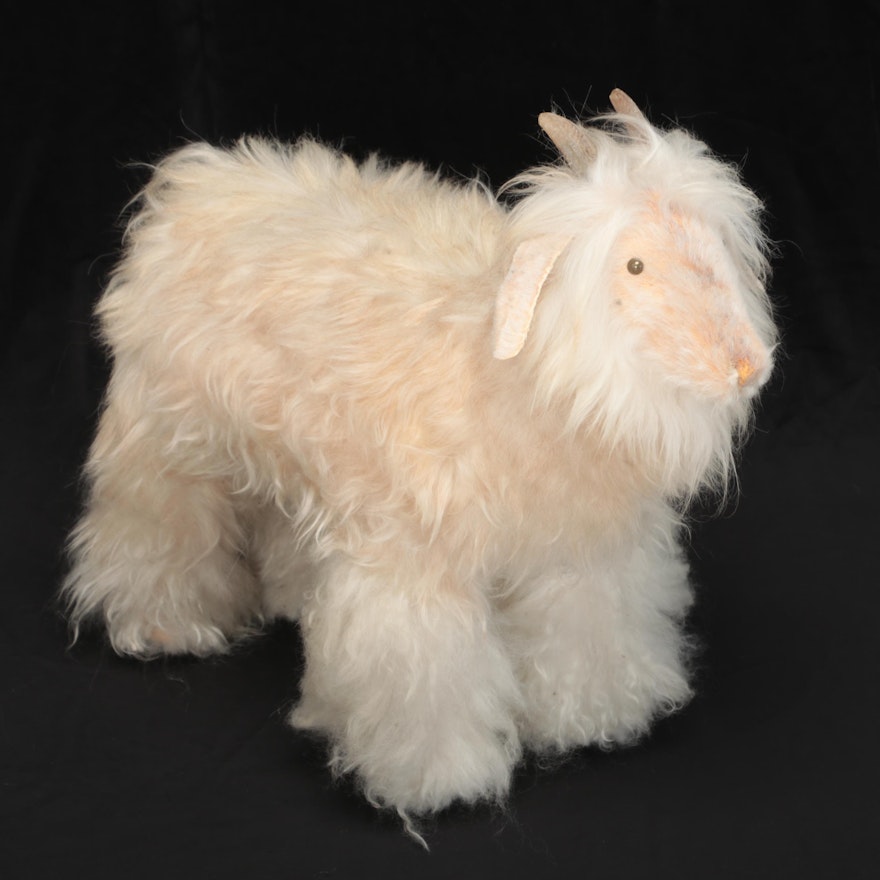 Goat Soft Sculpture with Goat Horn, Hide and Wool