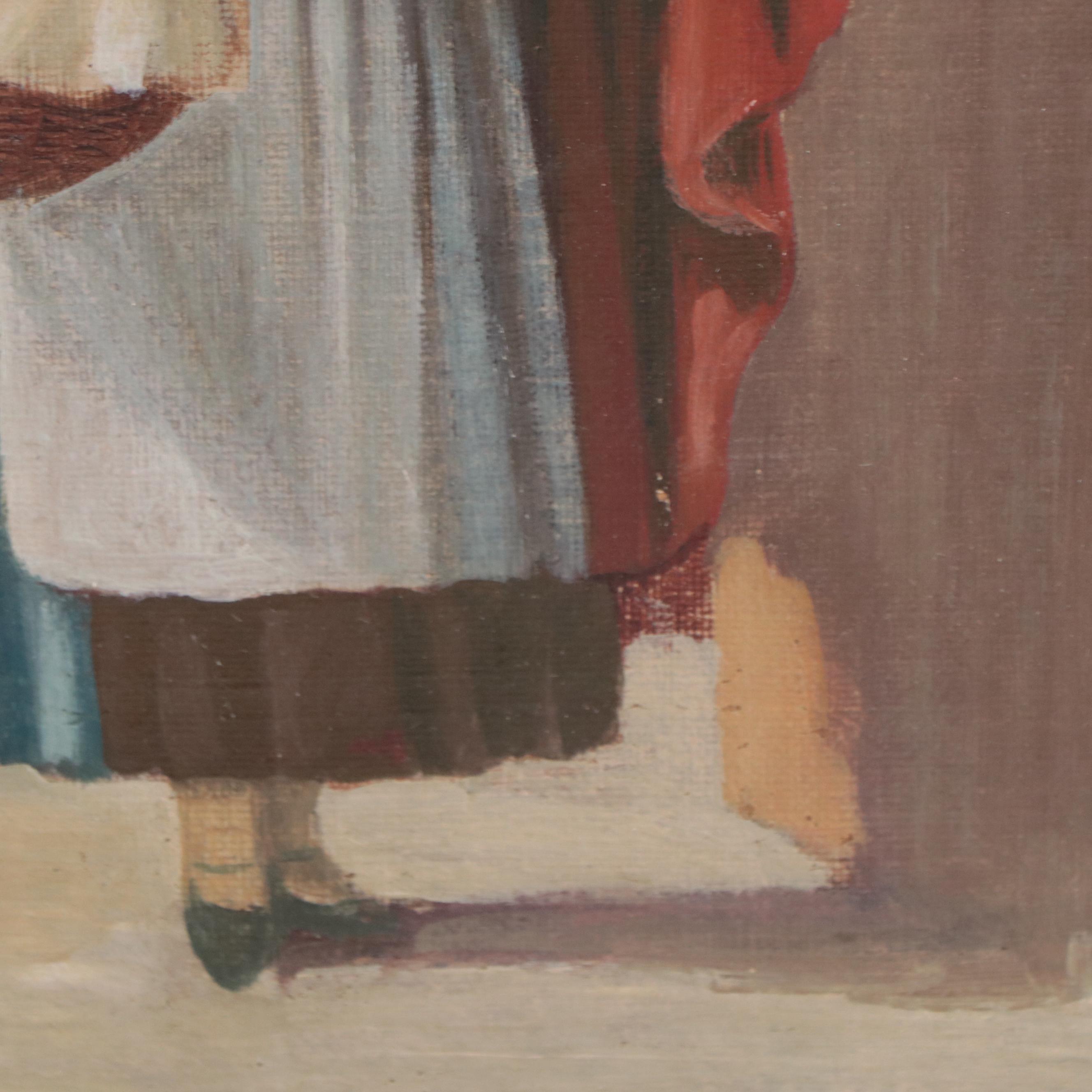 American Folk Art Oil Painting of Little Red Riding Hood, 1868-1874