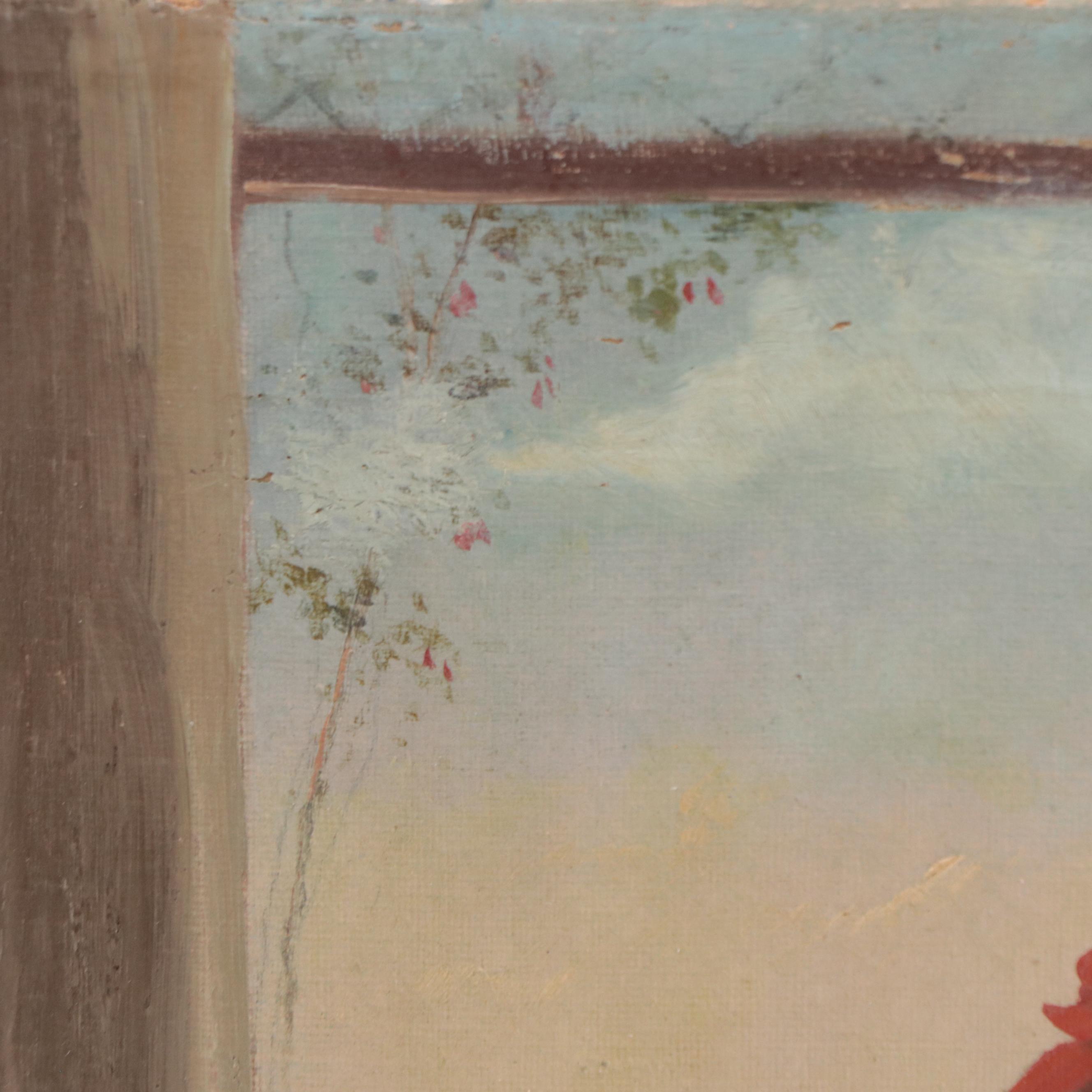 American Folk Art Oil Painting of Little Red Riding Hood, 1868-1874