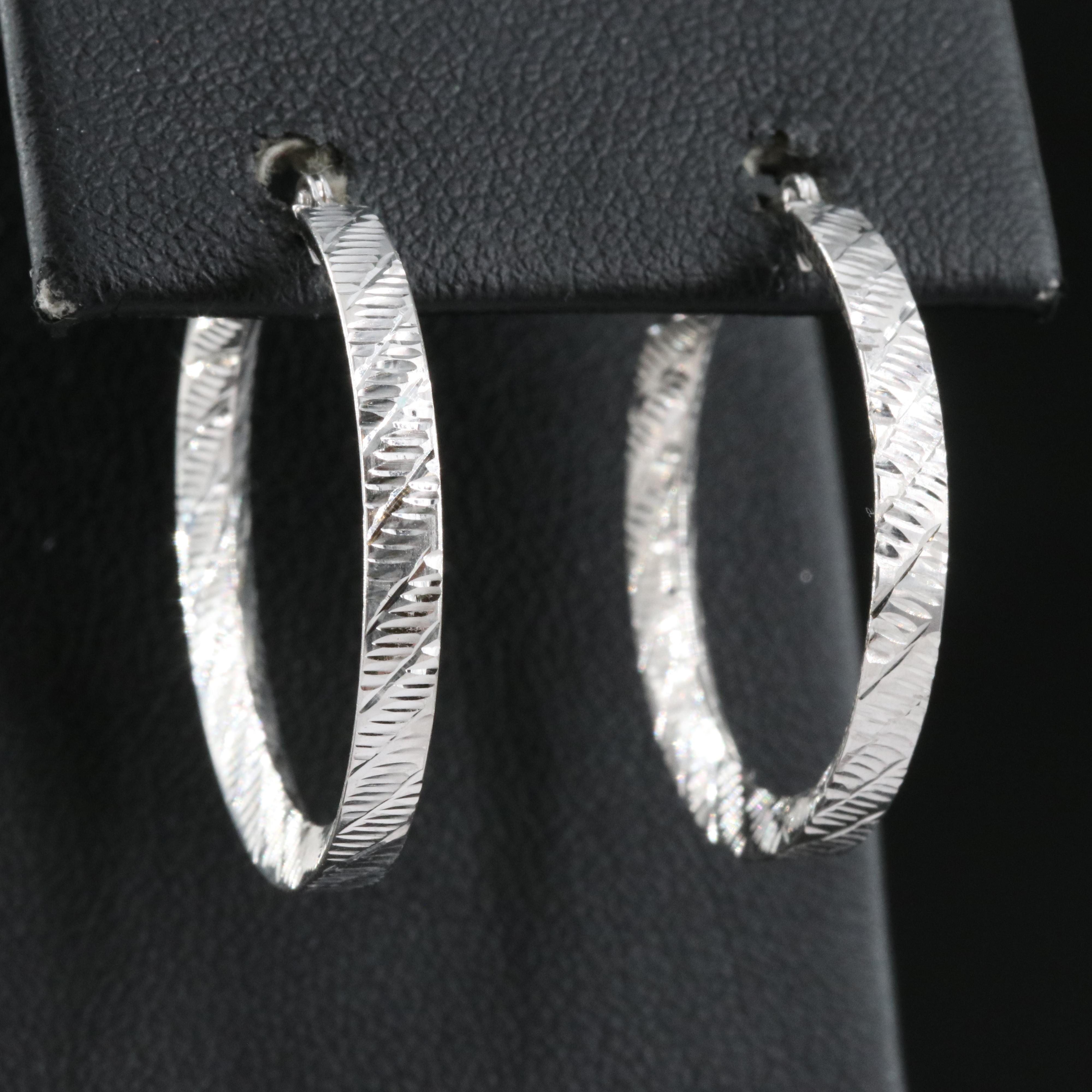 14K Textured Hoop Earrings