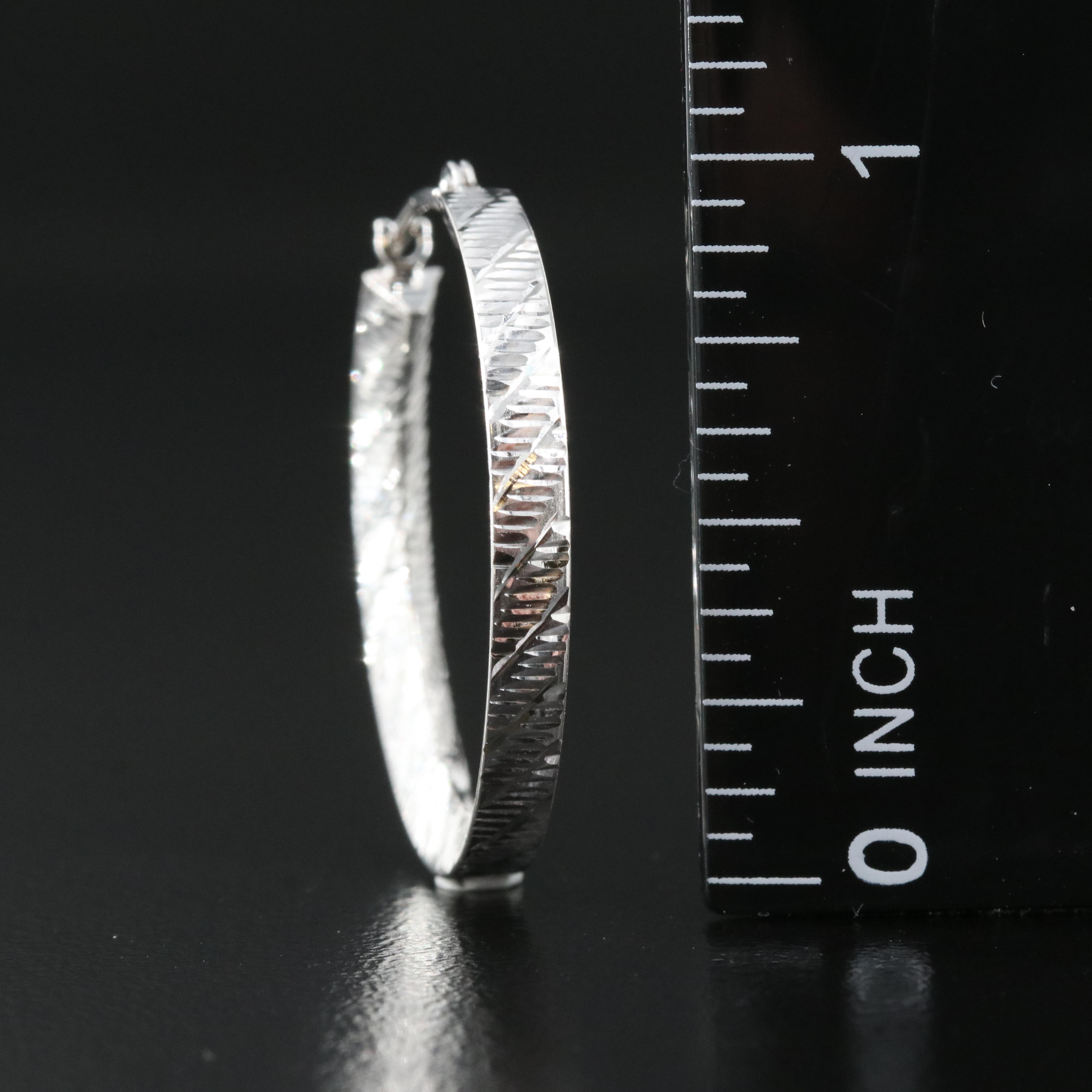 14K Textured Hoop Earrings