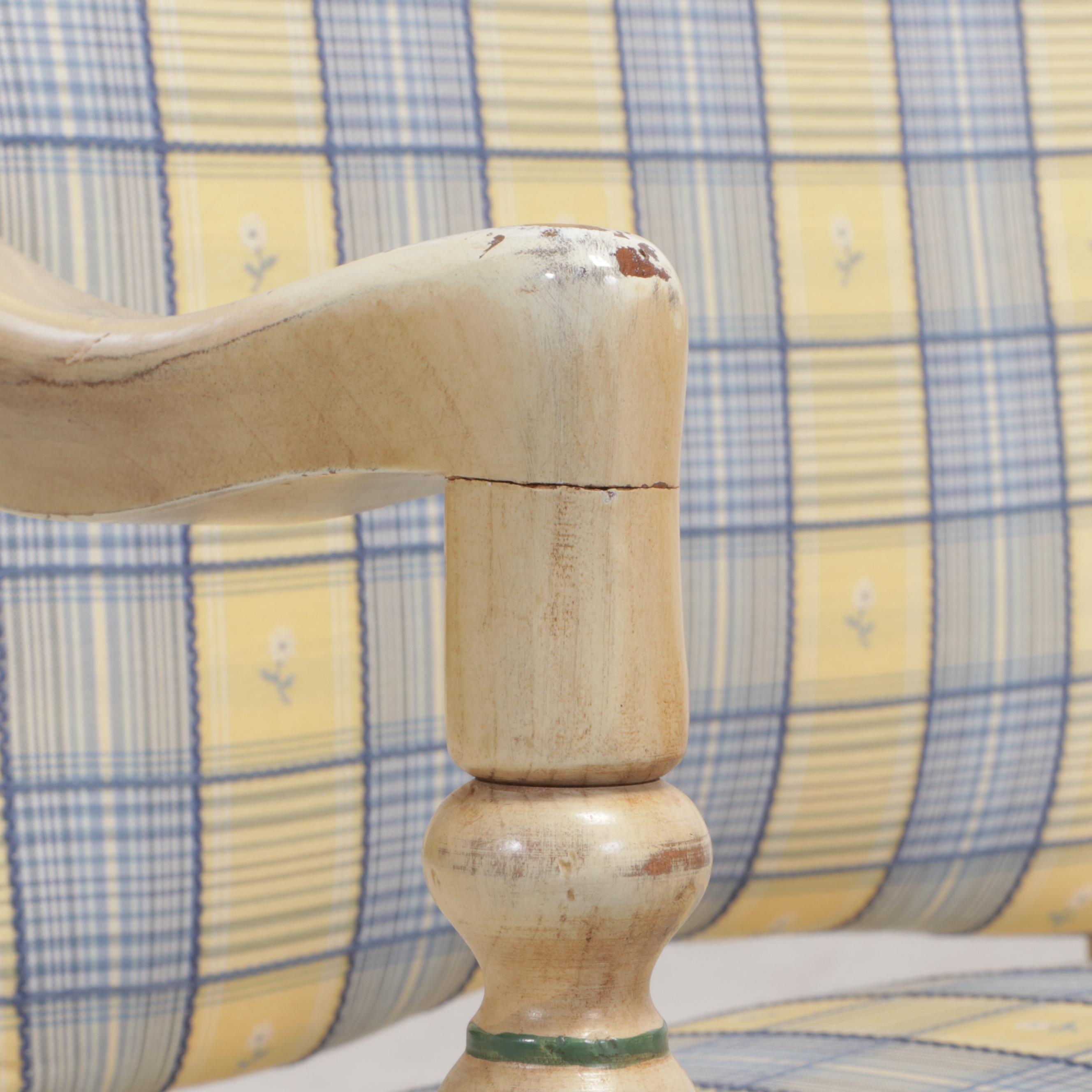 Pair of French Provincial Style Painted and Custom-Upholstered Fauteuils