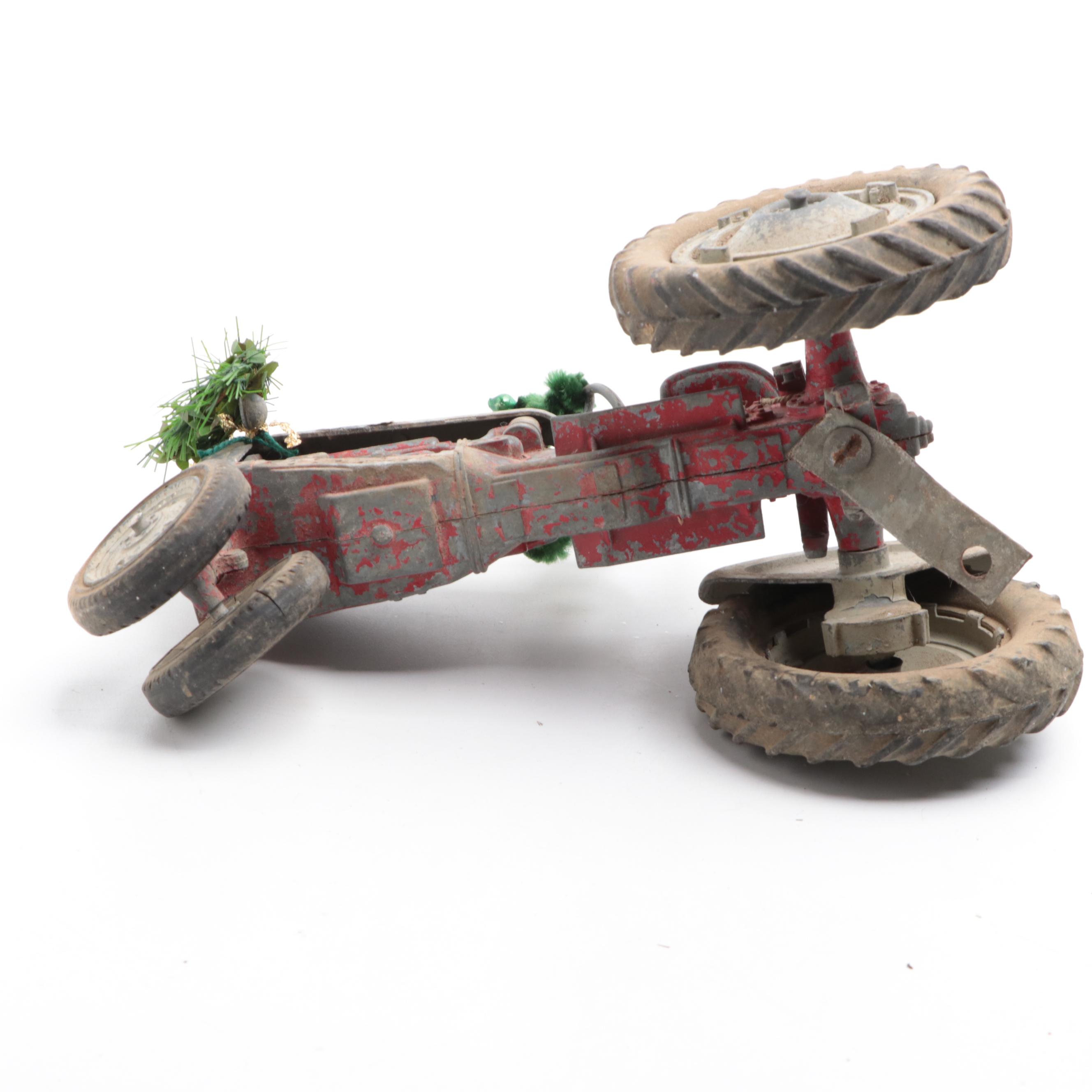 Diecast Tractors with Bottle Brush Trees and Other Christmas Décor