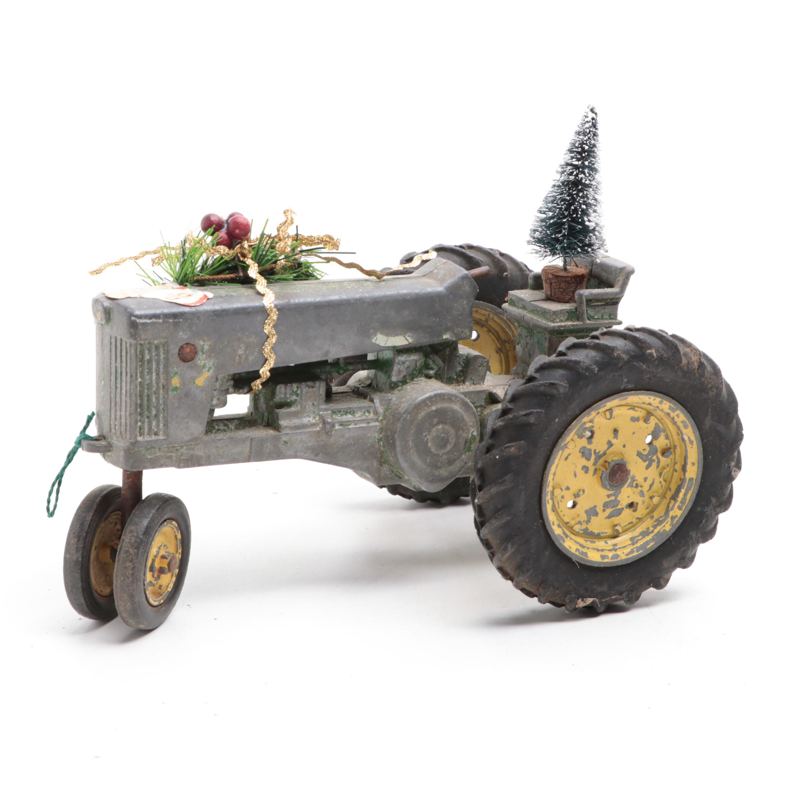 Diecast Tractors with Bottle Brush Trees and Other Christmas Décor