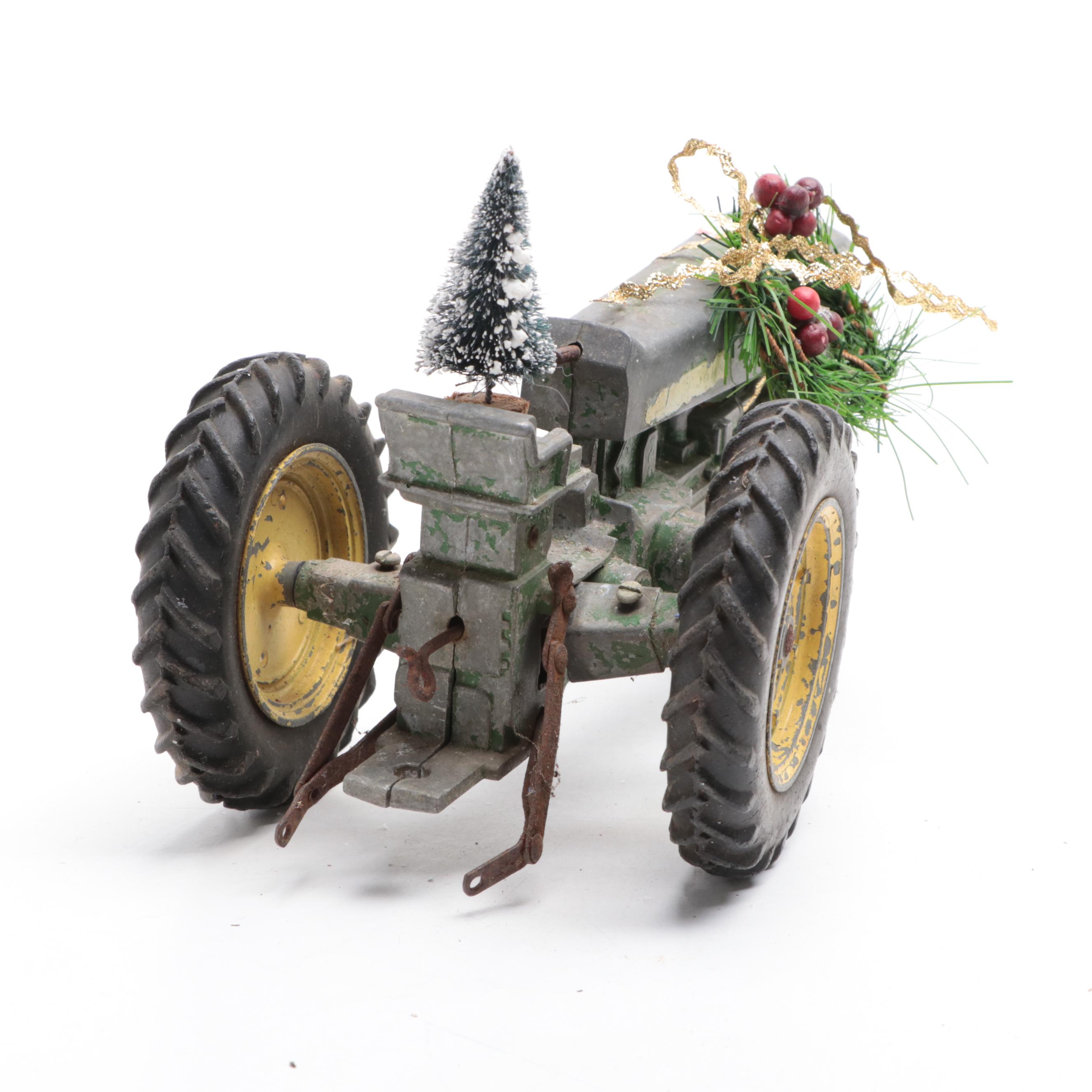 Diecast Tractors with Bottle Brush Trees and Other Christmas Décor