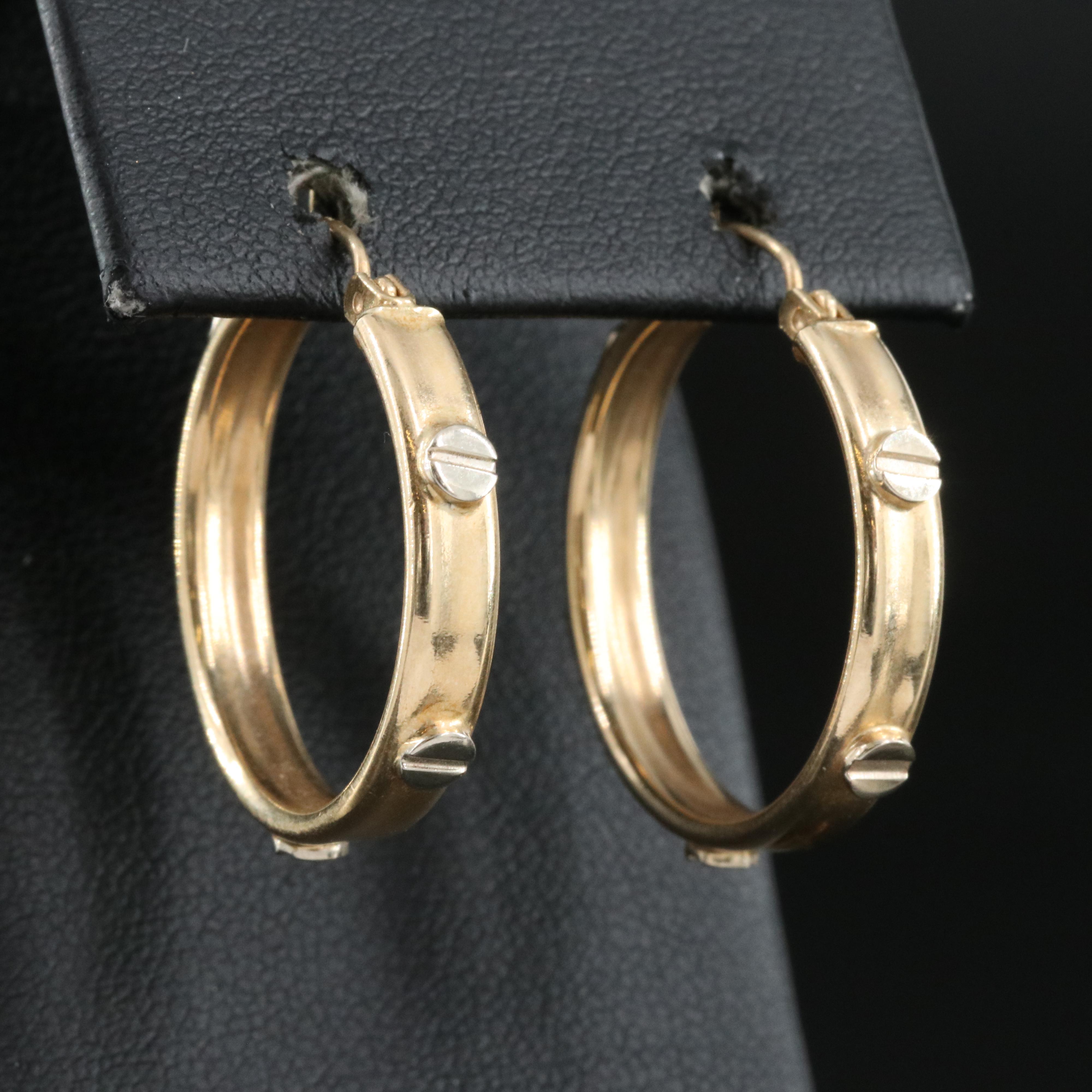 14K Patterned Hoop Earrings