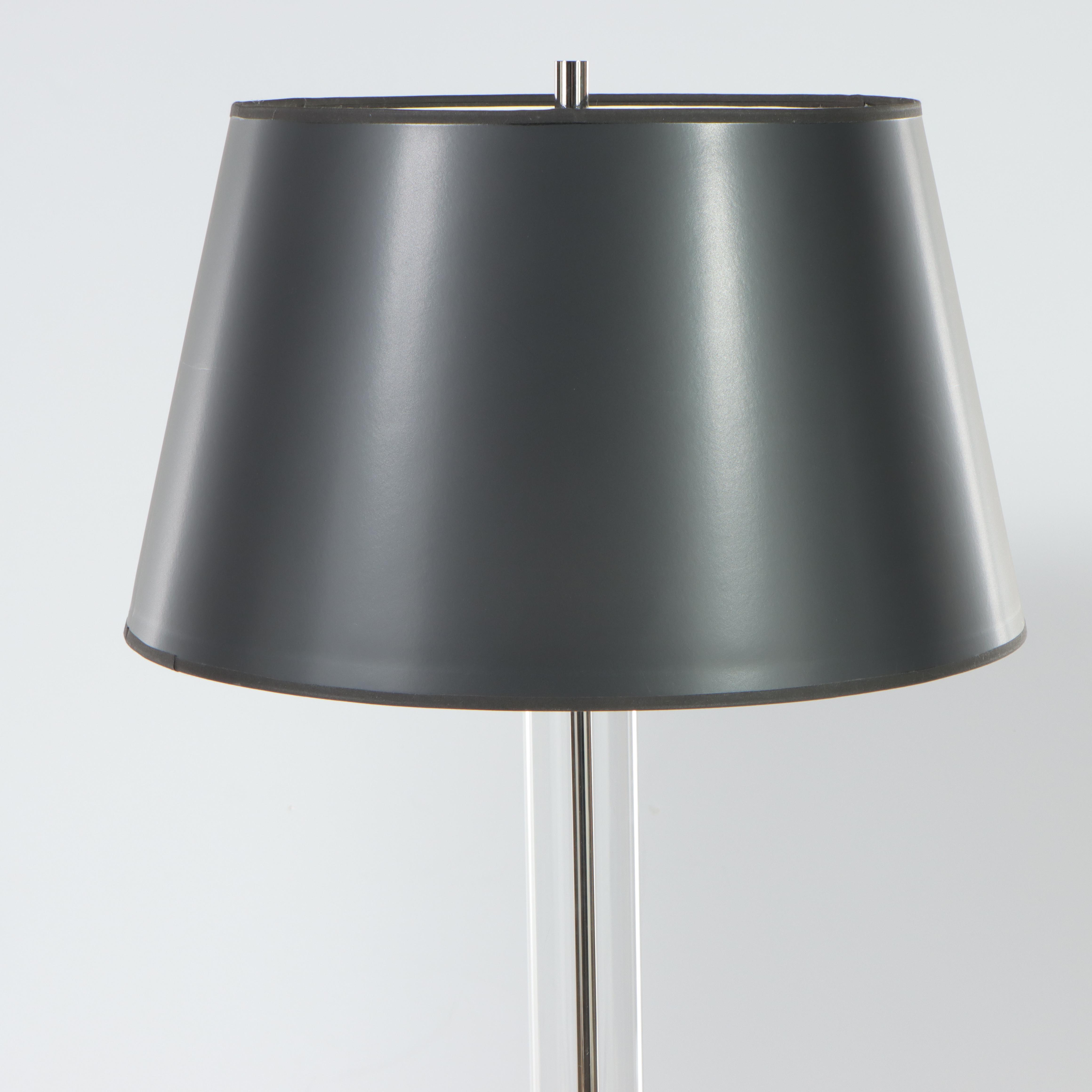 Ethan Allen Contemporary Columnar Glass Polished Nickel Floor Lamps