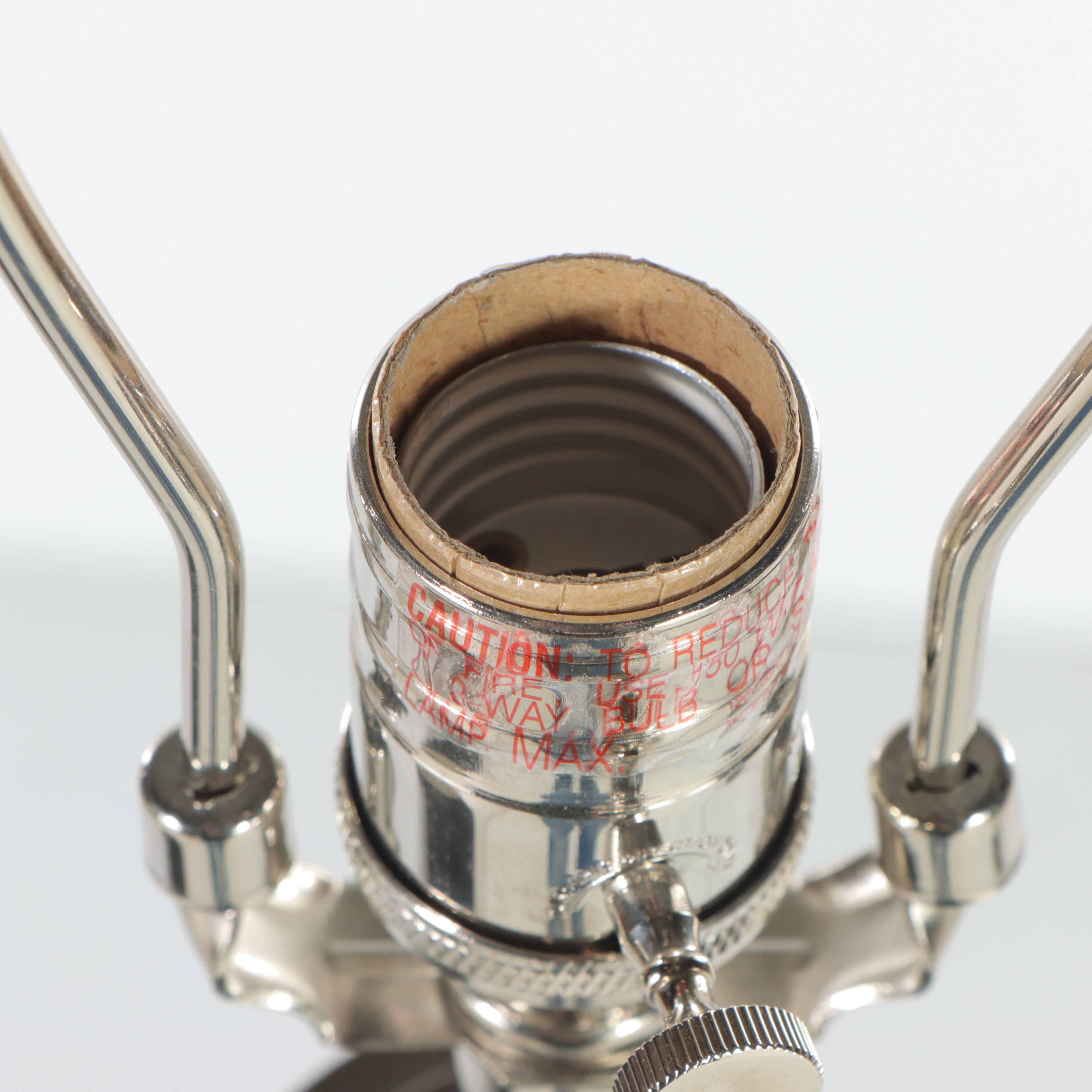 Ethan Allen Contemporary Columnar Glass Polished Nickel Floor Lamps