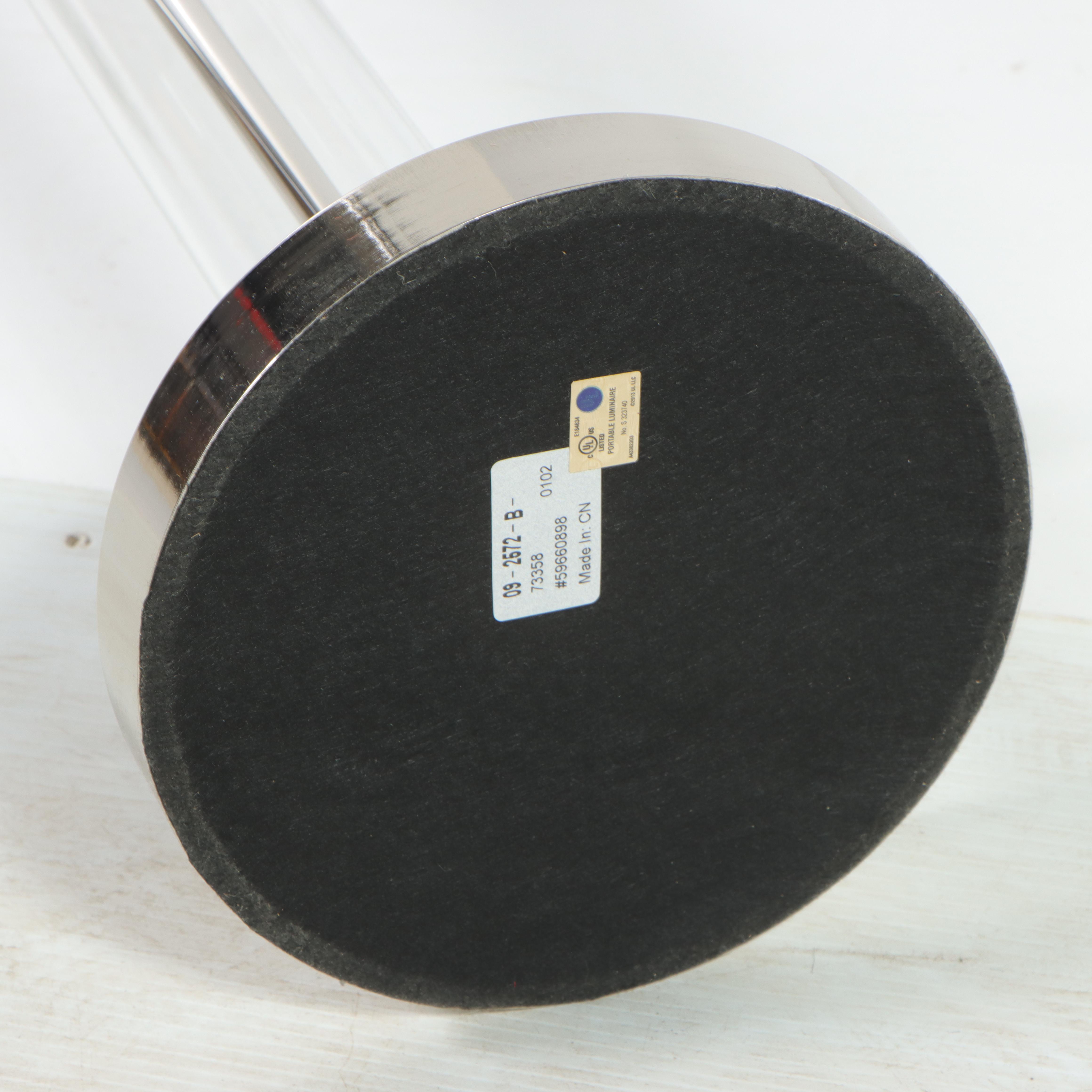 Ethan Allen Contemporary Columnar Glass Polished Nickel Floor Lamps