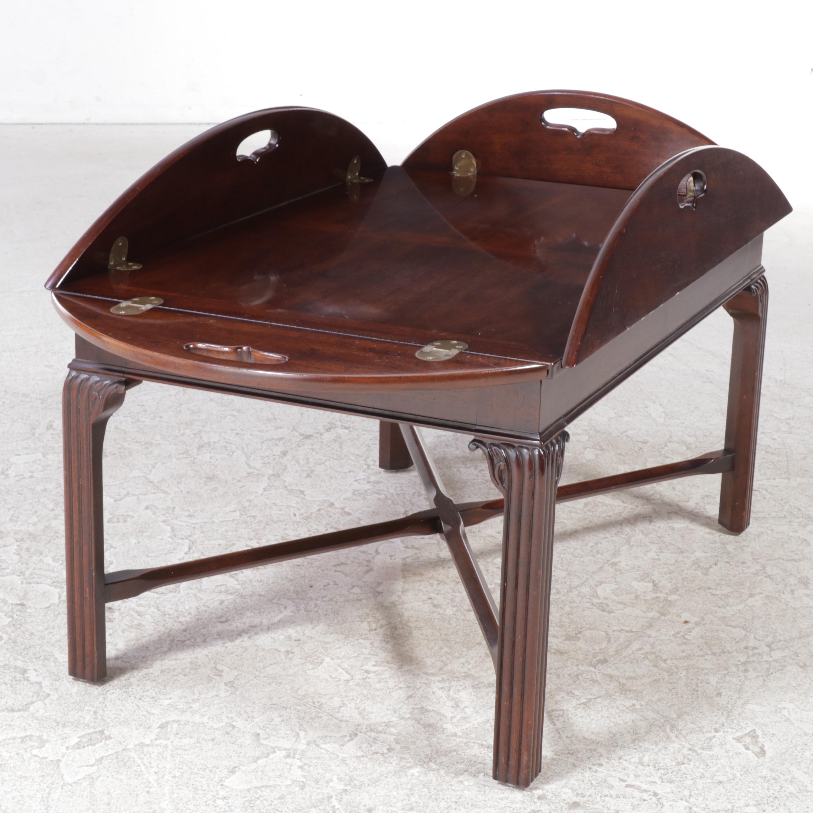 Henredon George III Style Mahogany Butler's Tray Coffee Table, Late 20th Century