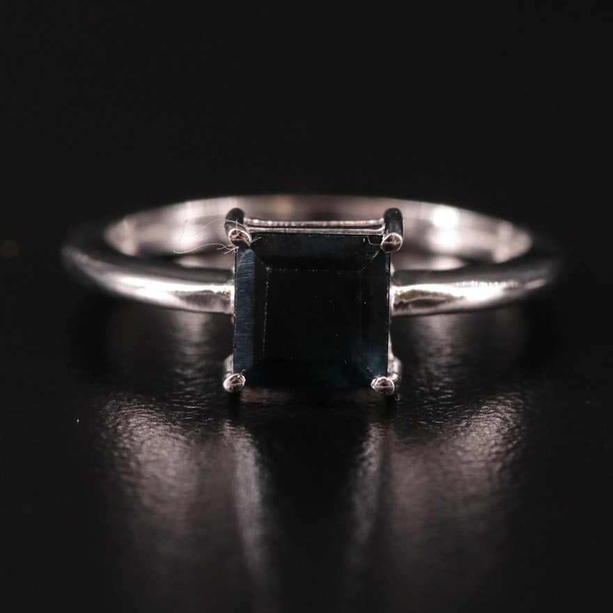 Sterling Sapphire Solitaire Ring