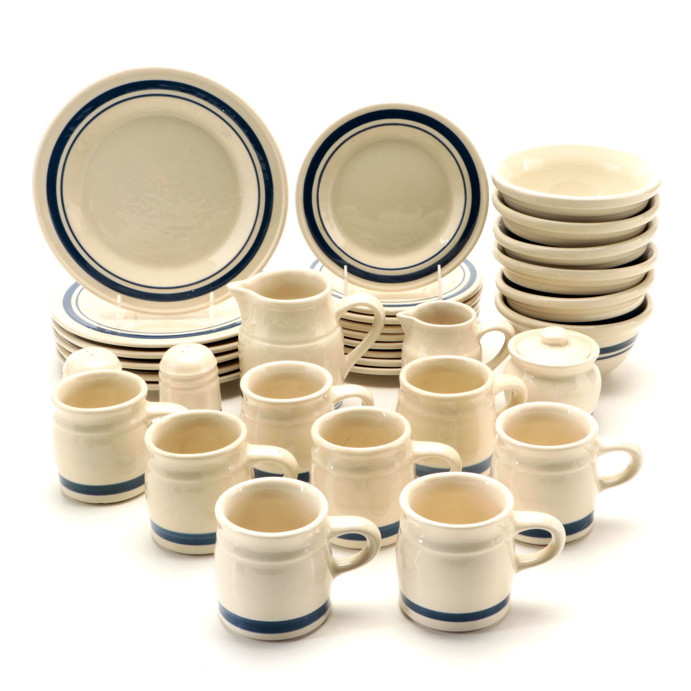 Friendship Pottery "Blue Stripe" Stoneware Dinnerware