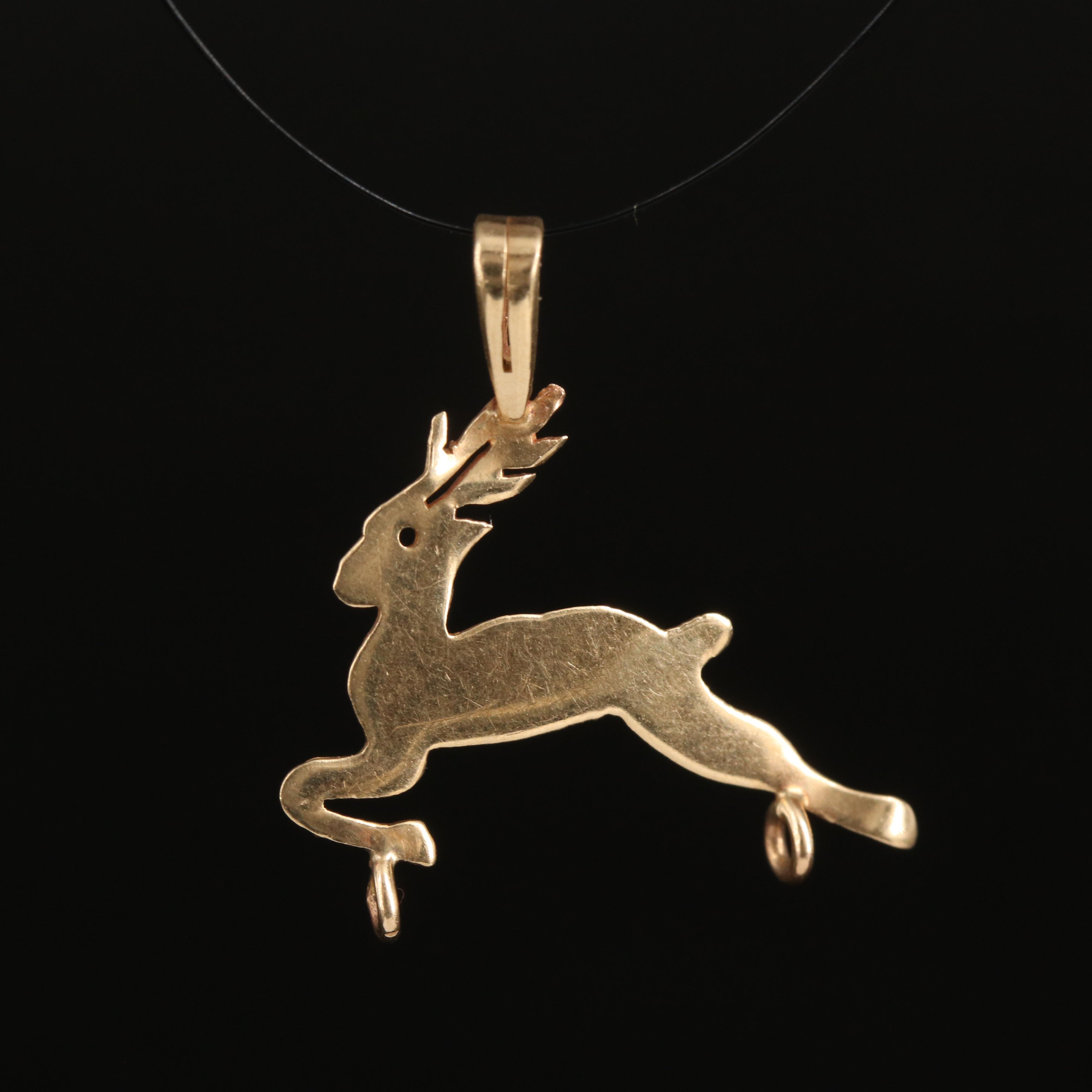14K Reindeer Charm Holder Pendant