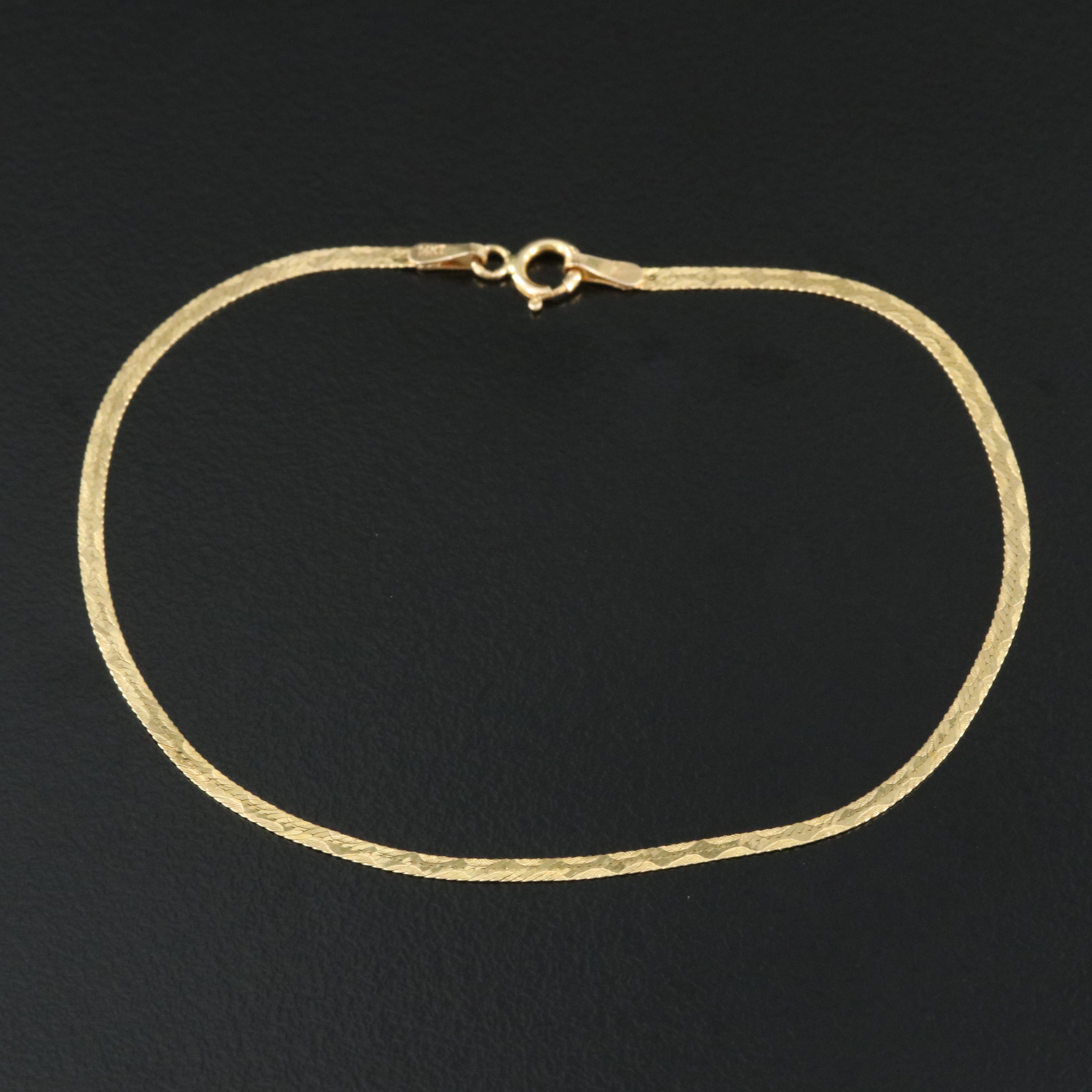 Italian 14K Textured Herringbone Bracelet