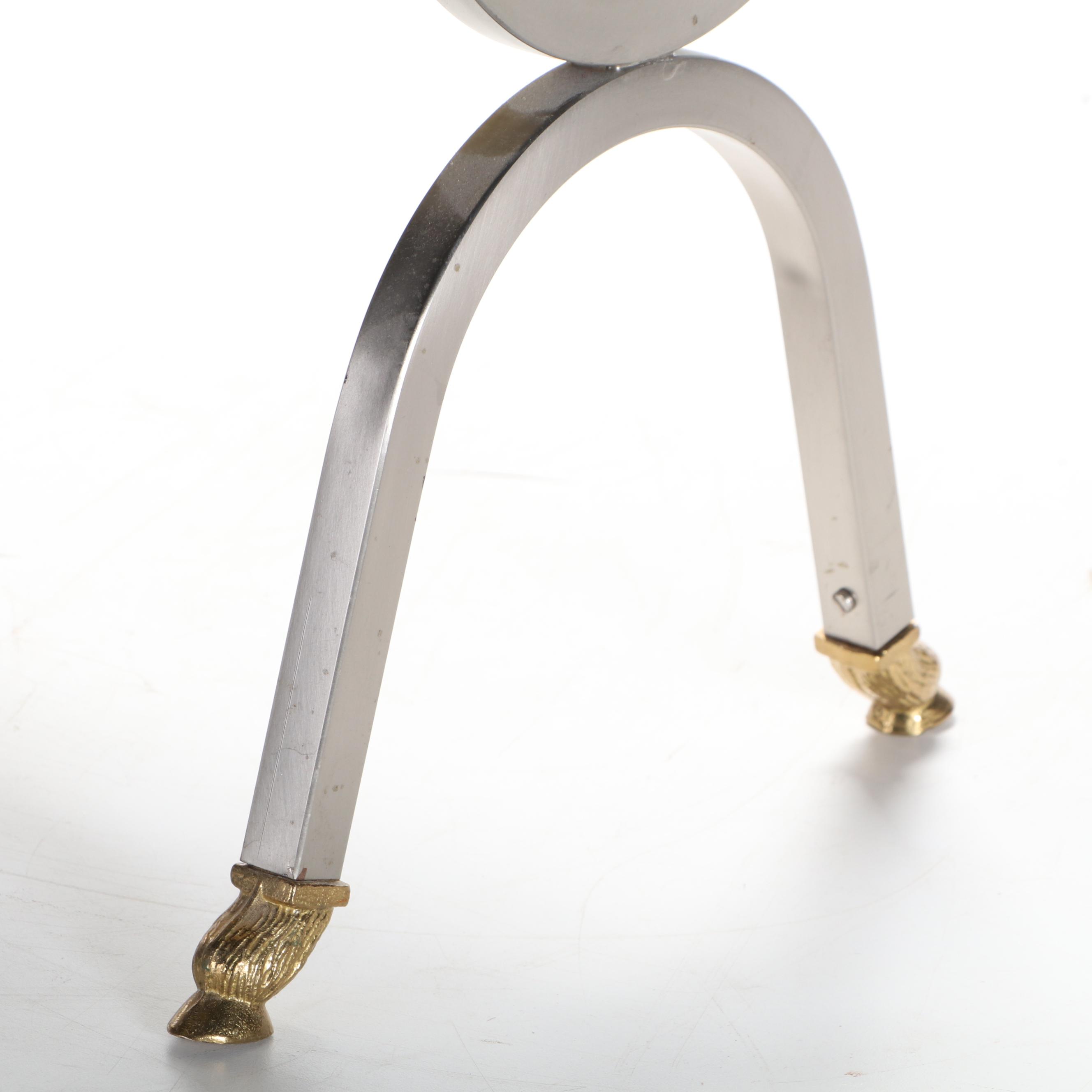 Italian Maison Jansen Style Brass and Steel Rams Head Magazine Rack, 1970s