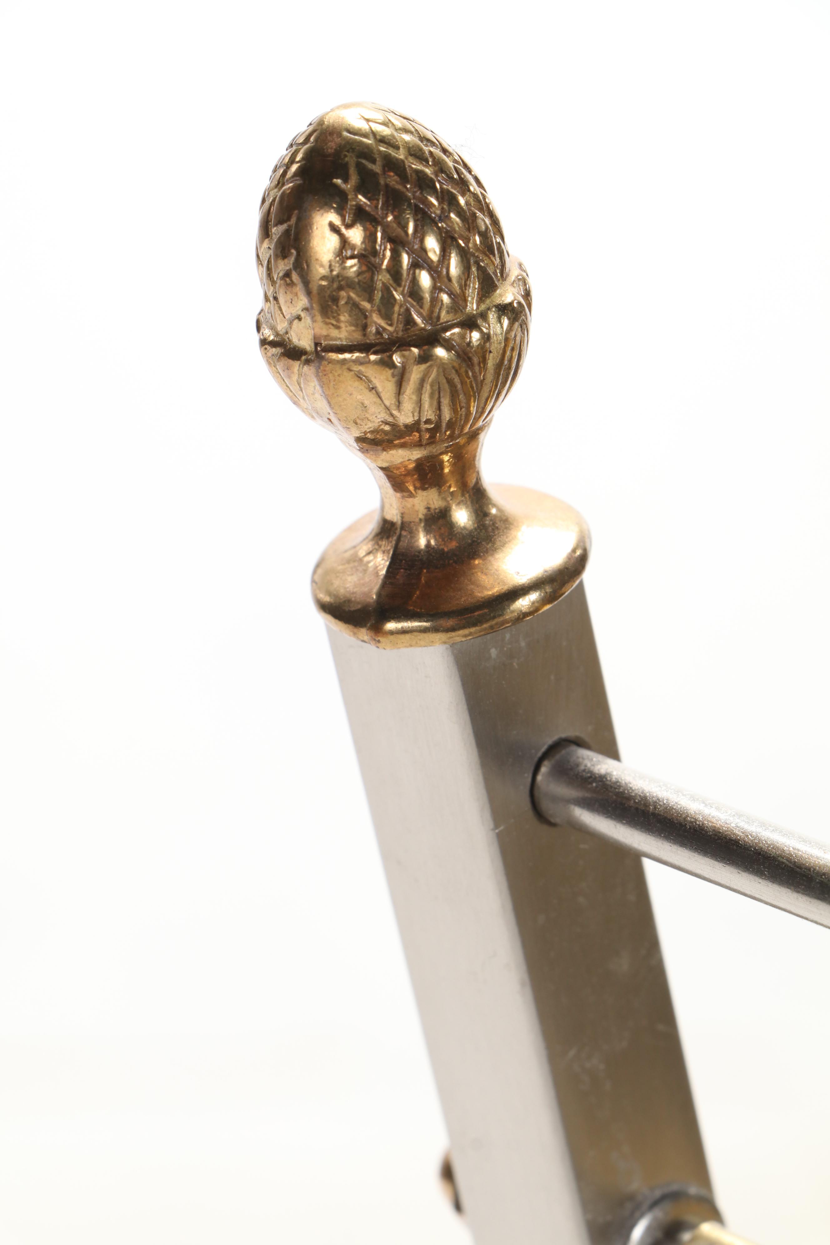 Italian Maison Jansen Style Brass and Steel Rams Head Magazine Rack, 1970s