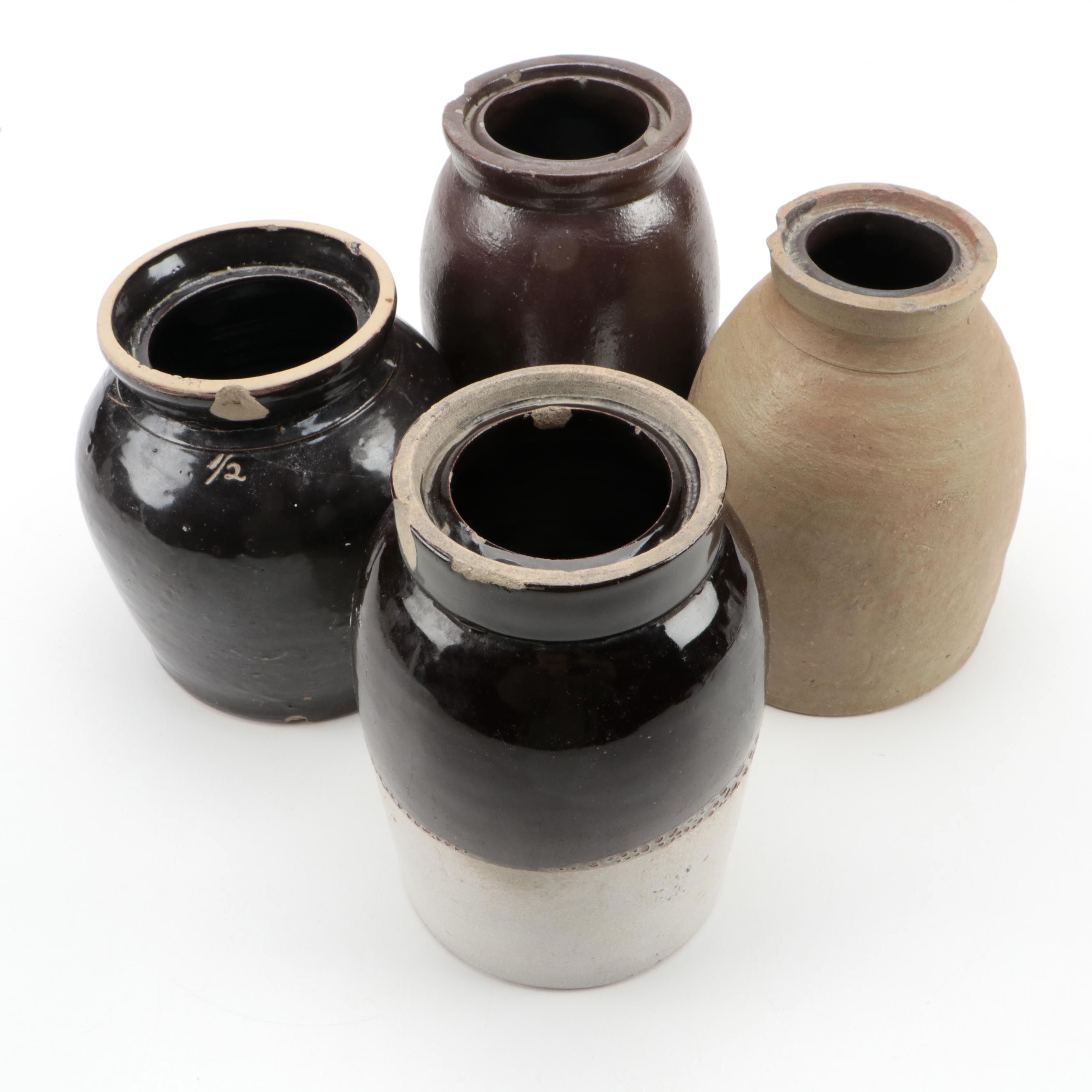 Stoneware Wax Seal Canning Jars, Late 19th/ Early 20th Century