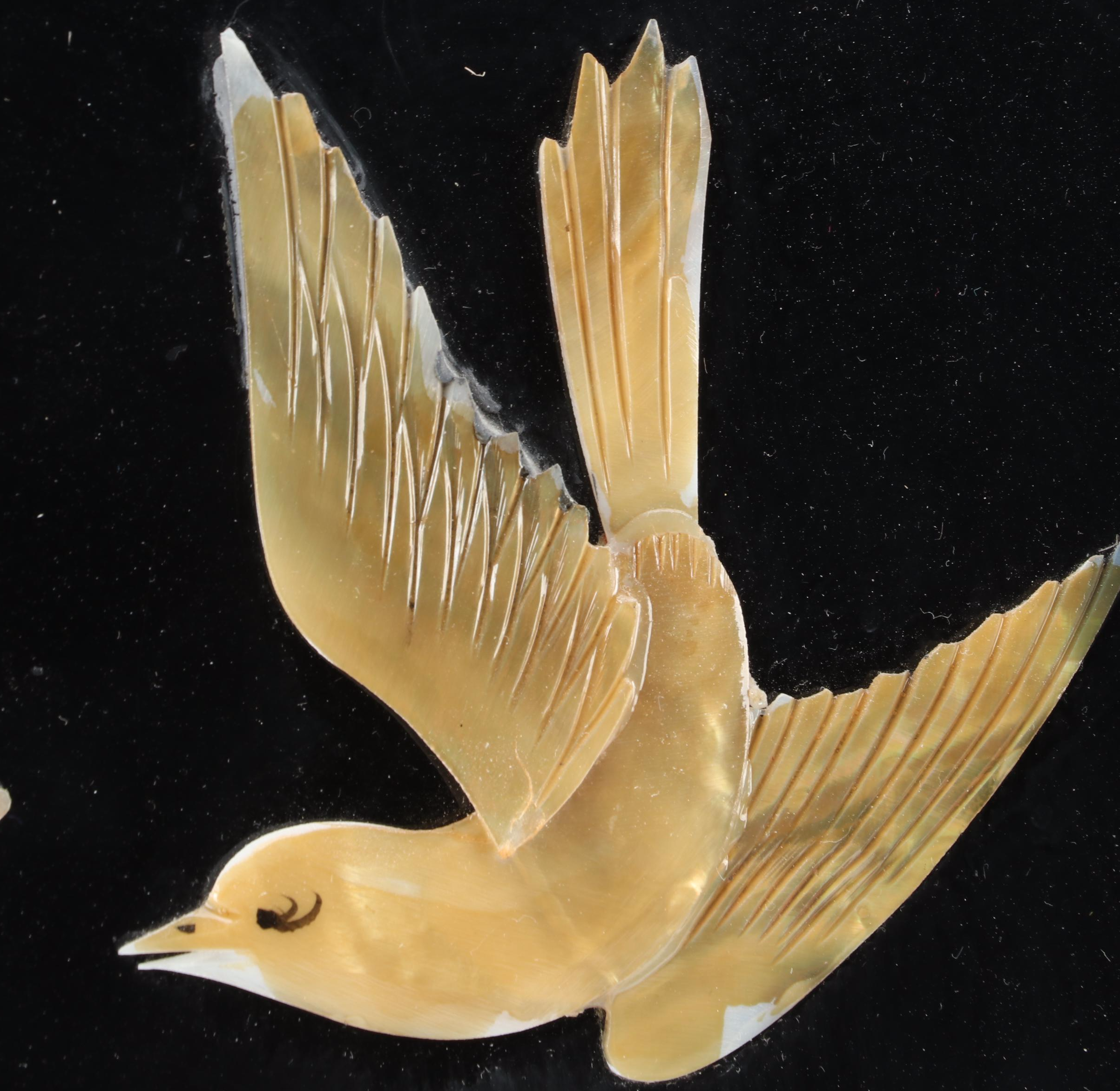 Four Chinese Shell-Inlaid Lacquered Panels