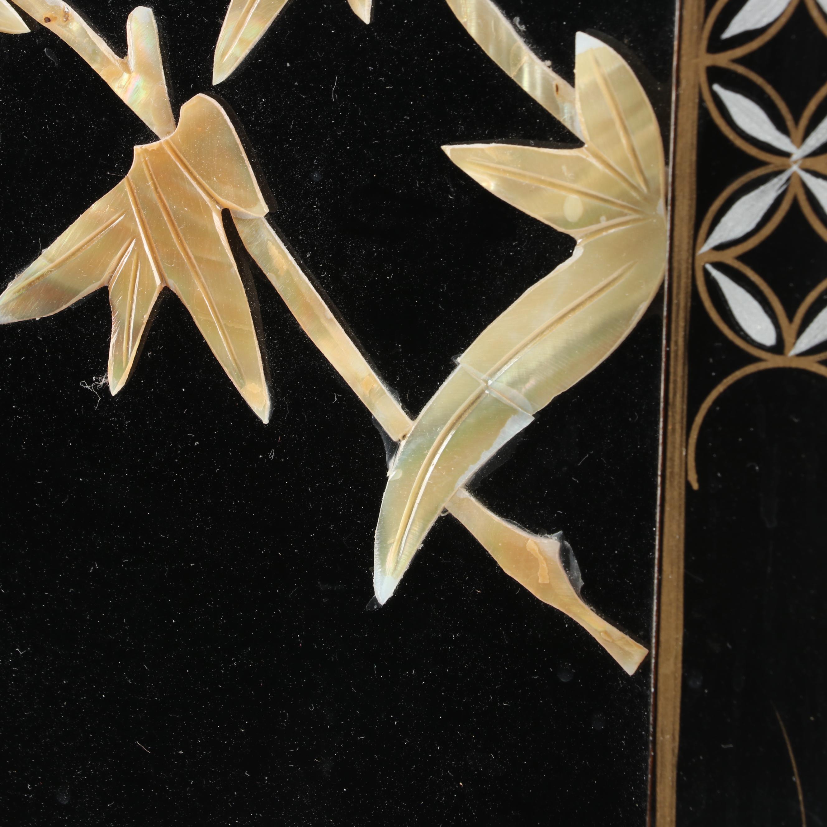 Four Chinese Shell-Inlaid Lacquered Panels