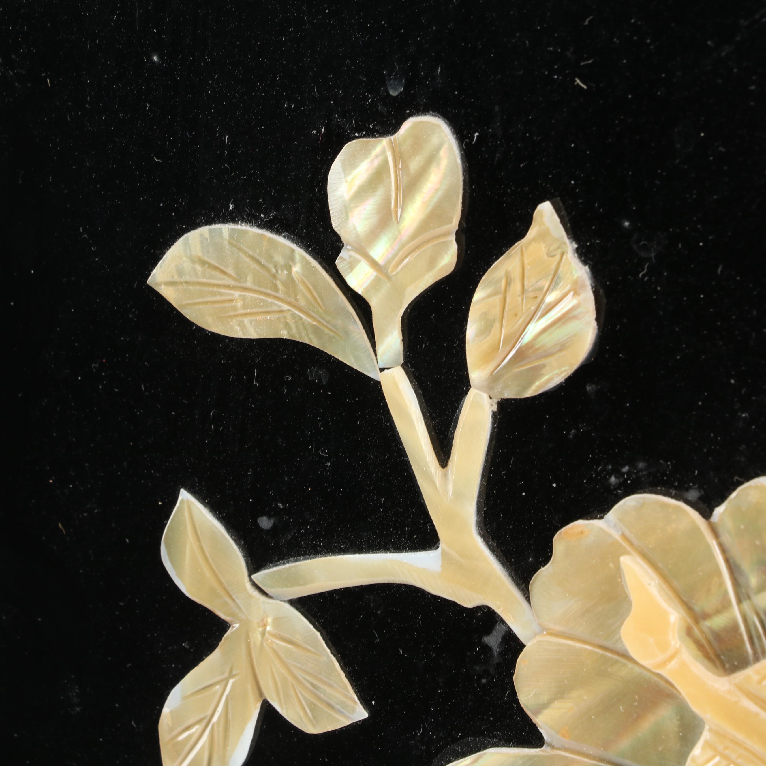 Four Chinese Shell-Inlaid Lacquered Panels