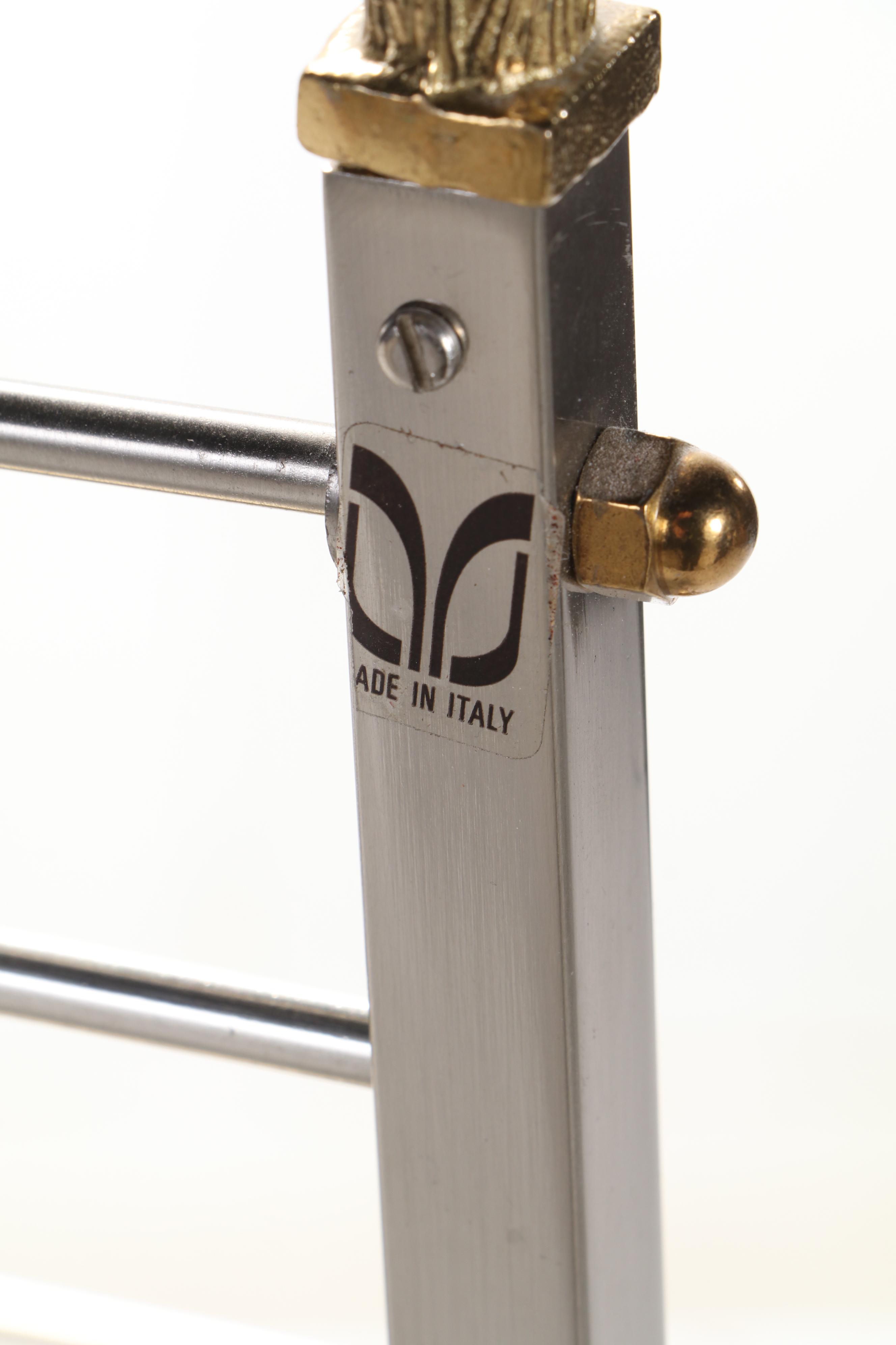 Italian Maison Jansen Style Brass and Steel Rams Head Magazine Rack, 1970s