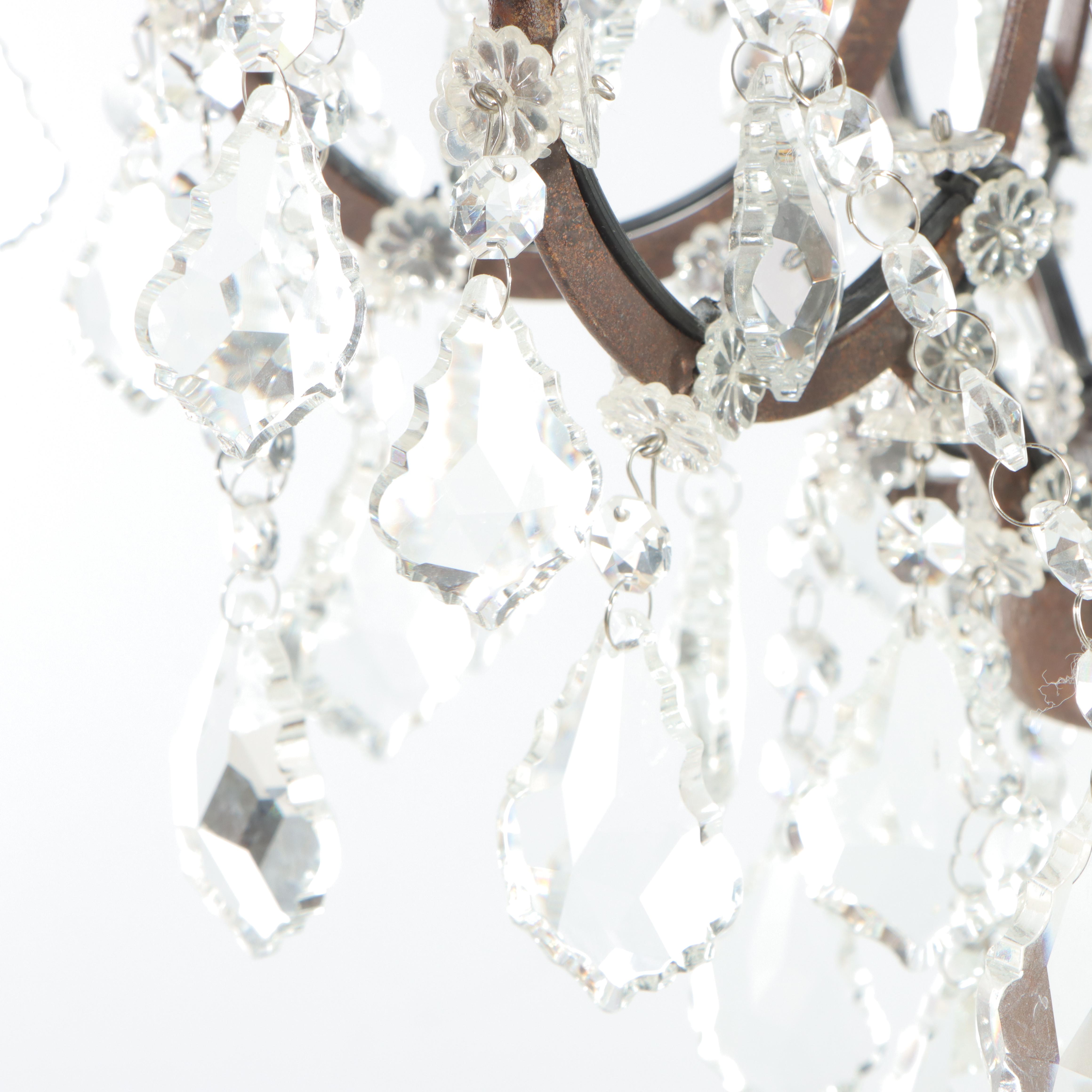 Restoration Hardware Patinated Iron and Crystal "19th C. Rococo" Floor Lamp