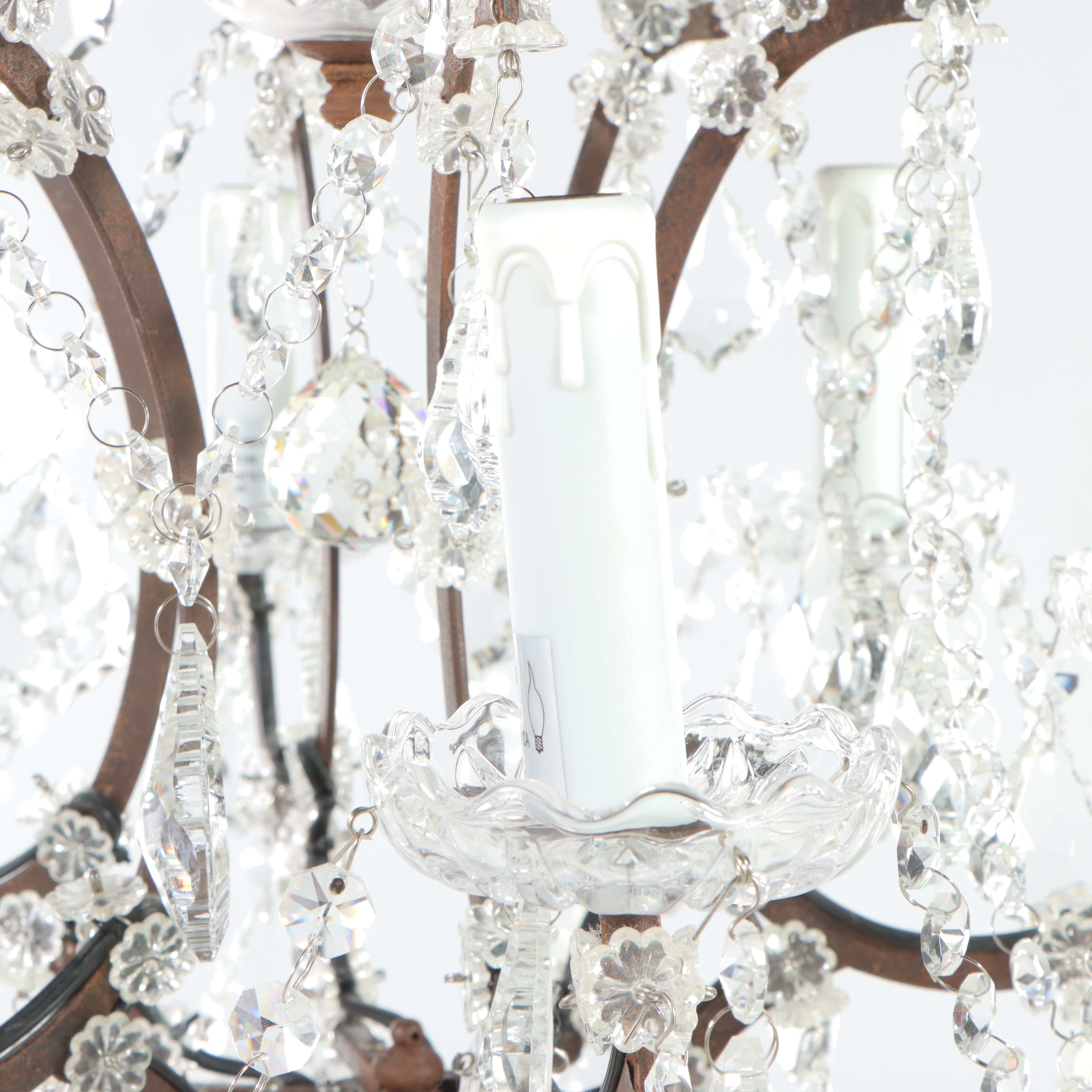 Restoration Hardware Patinated Iron and Crystal "19th C. Rococo" Floor Lamp