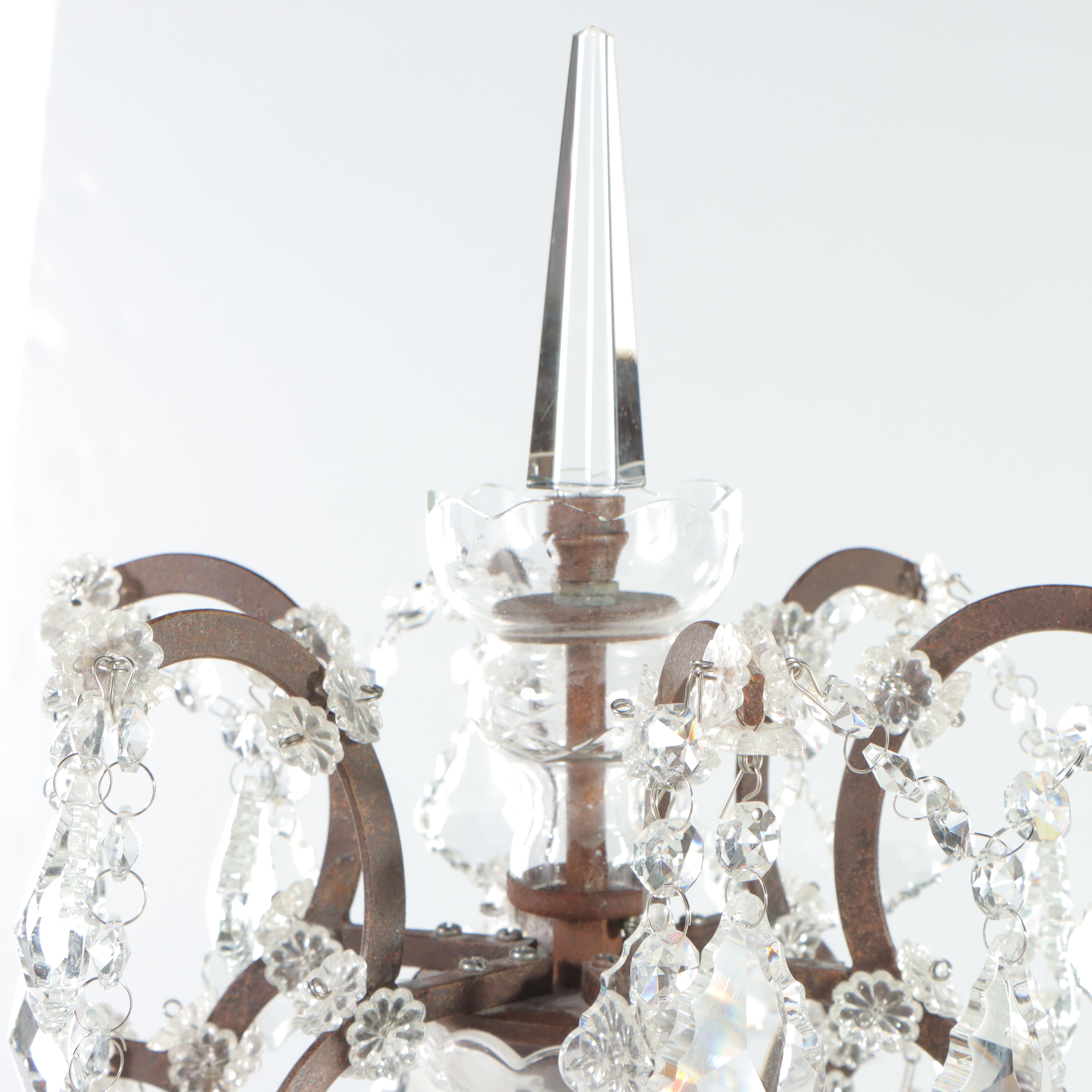 Restoration Hardware Patinated Iron and Crystal "19th C. Rococo" Floor Lamp