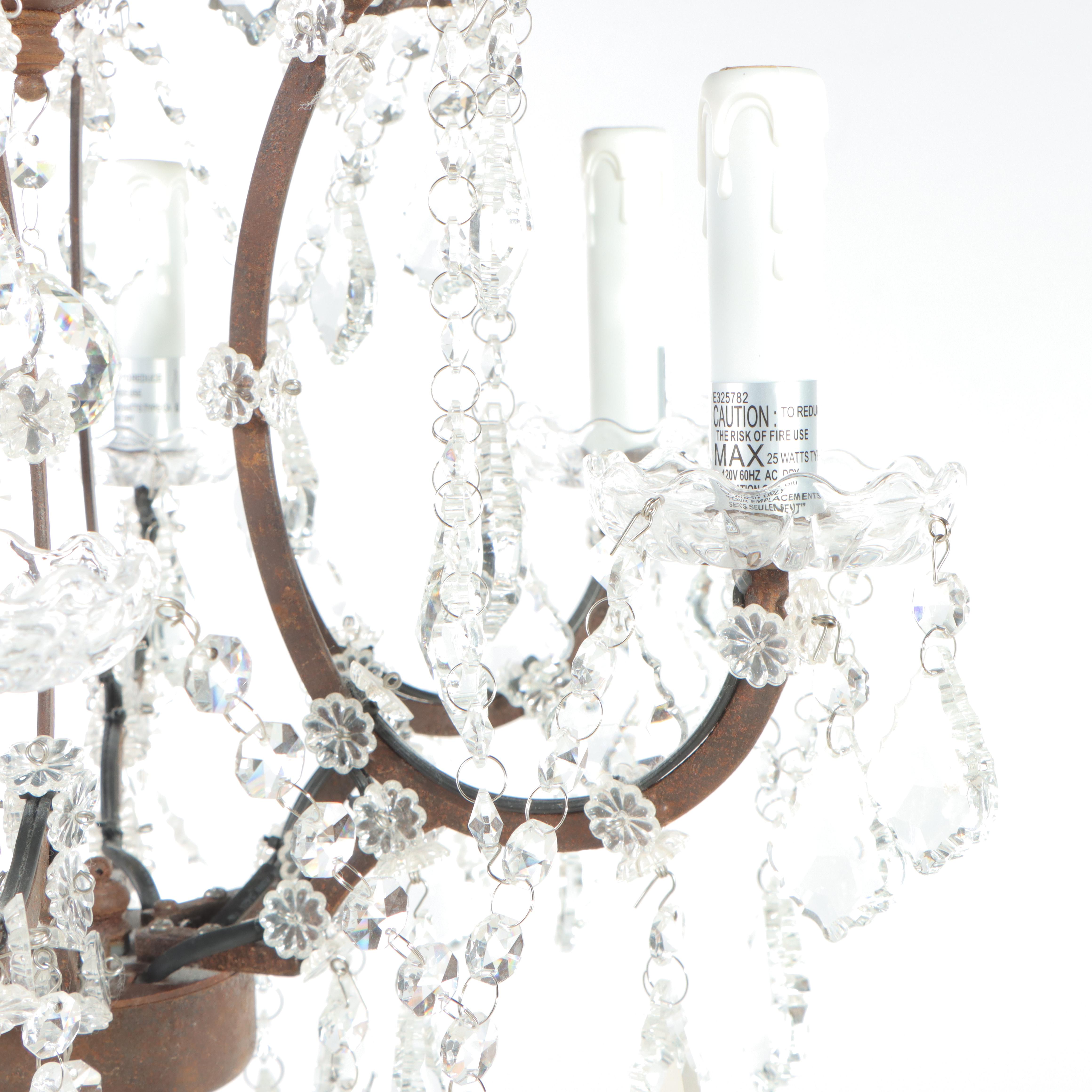 Restoration Hardware Patinated Iron and Crystal "19th C. Rococo" Floor Lamp