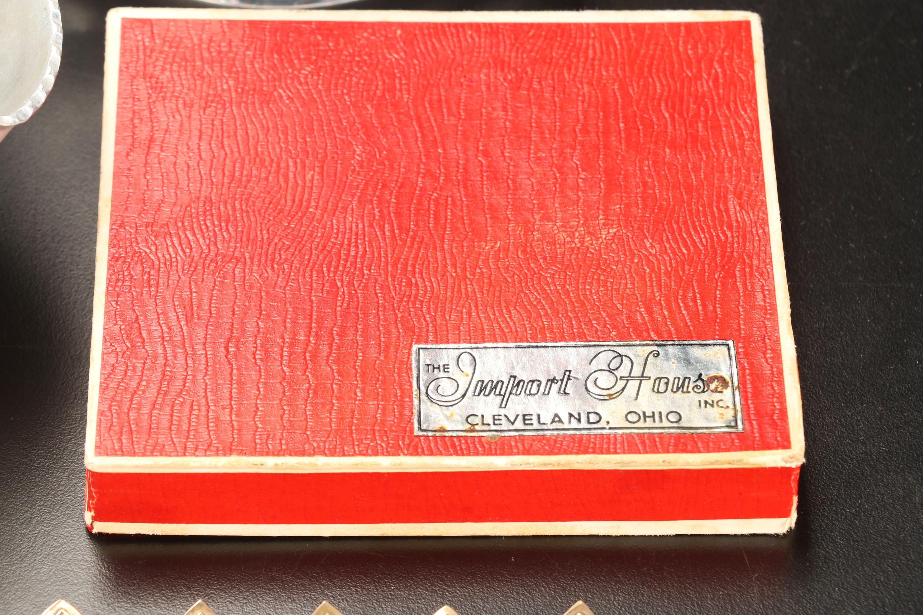 Heisey "Orchid" Needle Etched Plates with Hammered Aluminum and Other Tableware