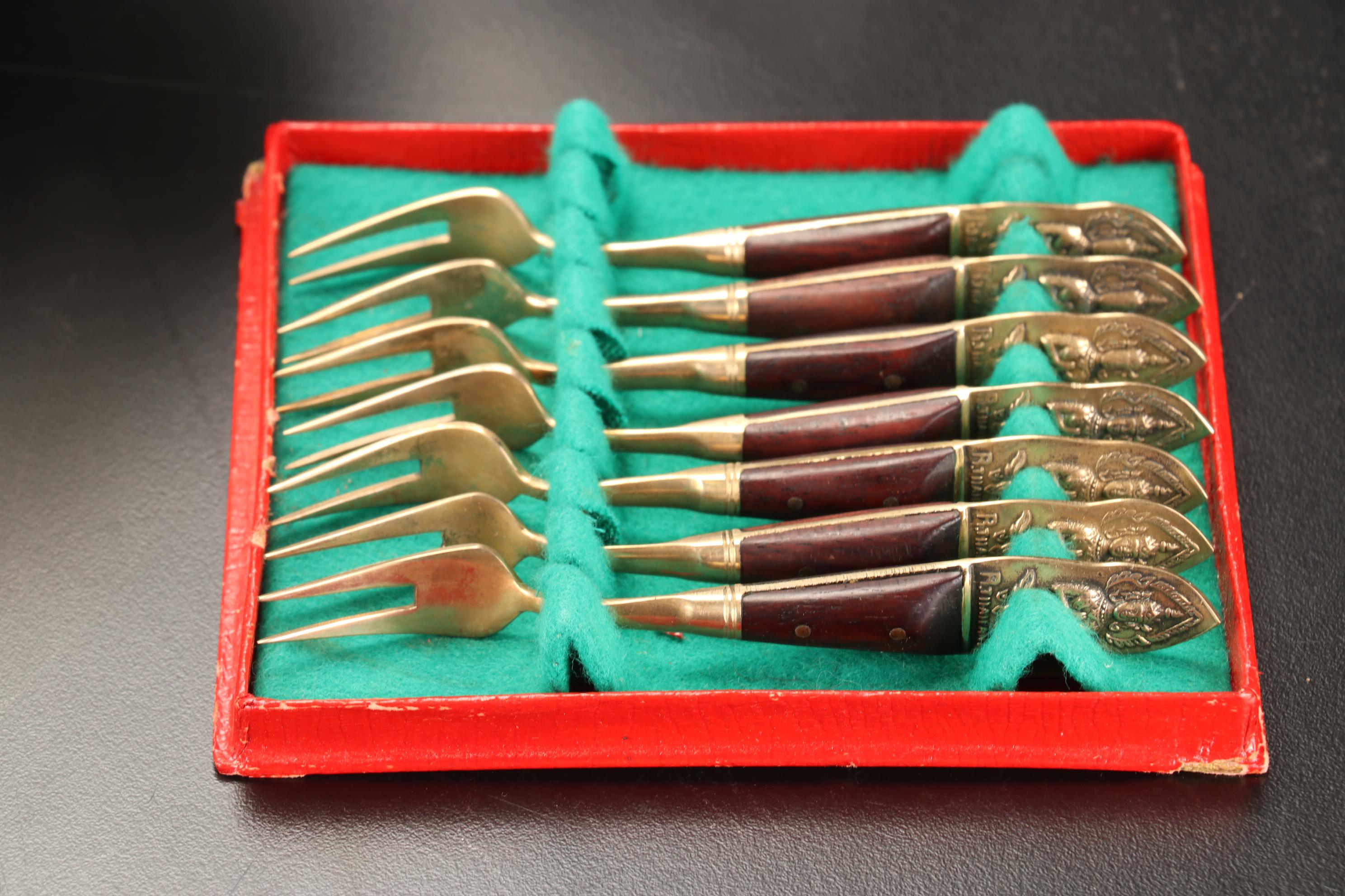 Heisey "Orchid" Needle Etched Plates with Hammered Aluminum and Other Tableware